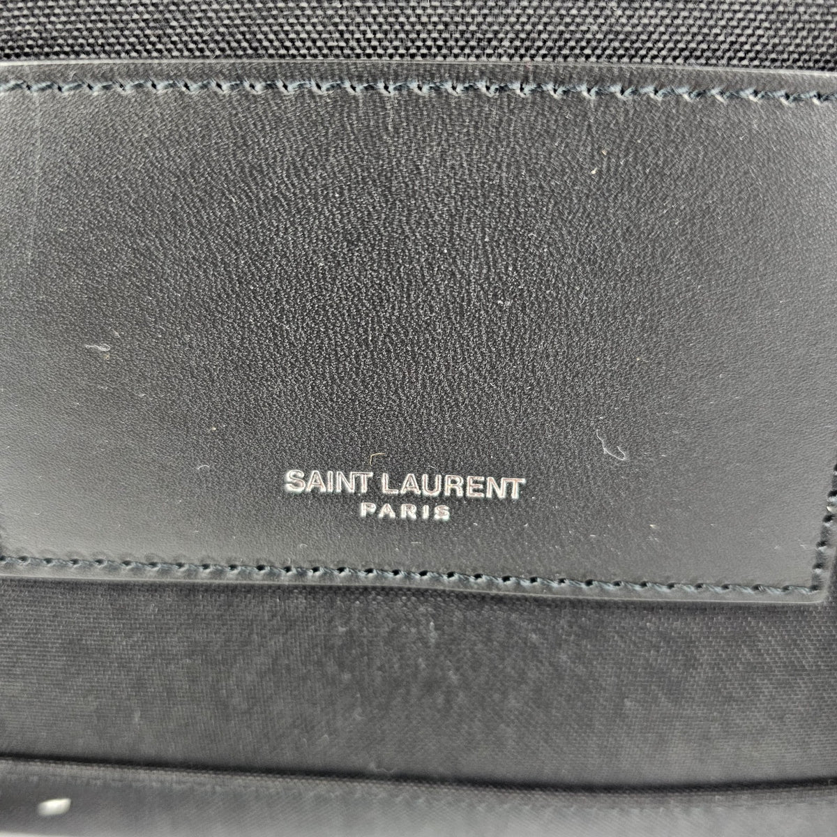 Saint Laurent City Men's Black Embroidered Canvas Backpack New