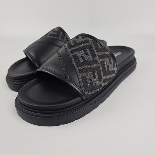 FENDI Diagonal $595 Gray Slides New & Authentic
