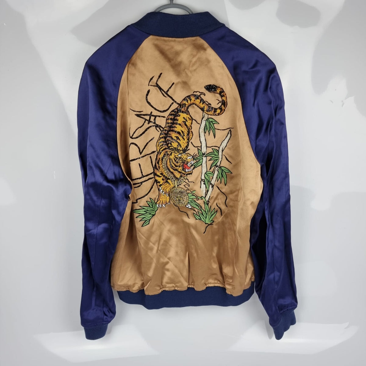 VERSACE Blue Tiger Bomber Jacket Size M (48)