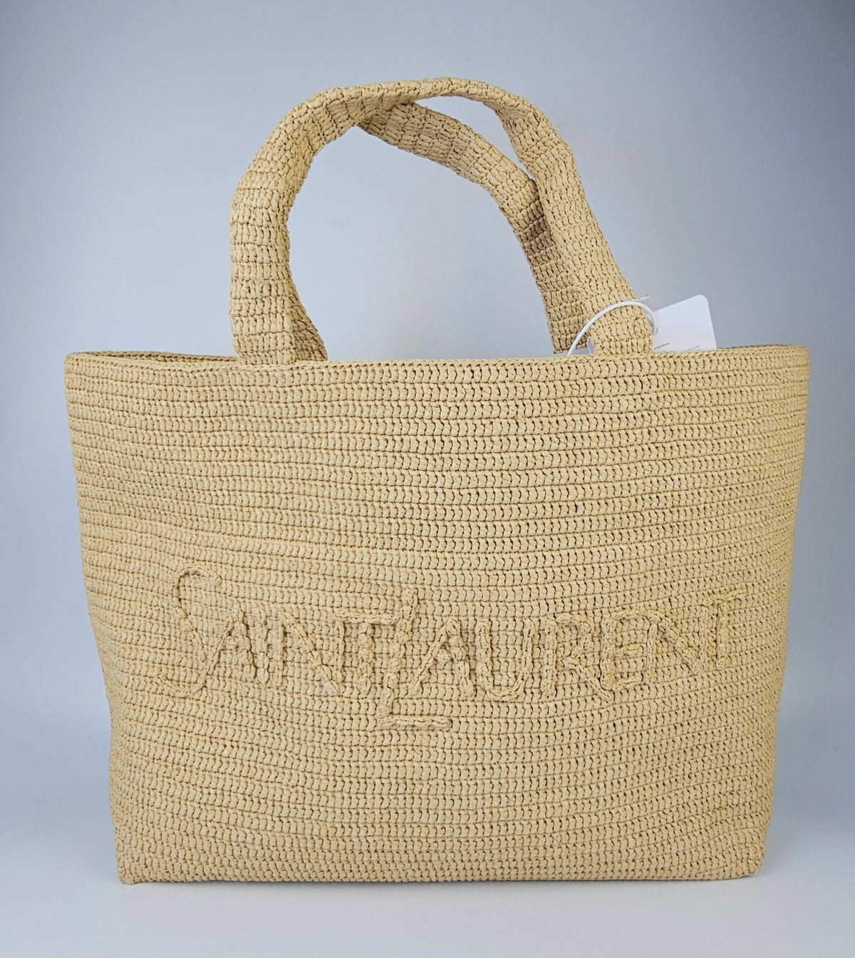 SAINT LAURENT $2550 Natural Raffia Tote Bag New And Authentic
