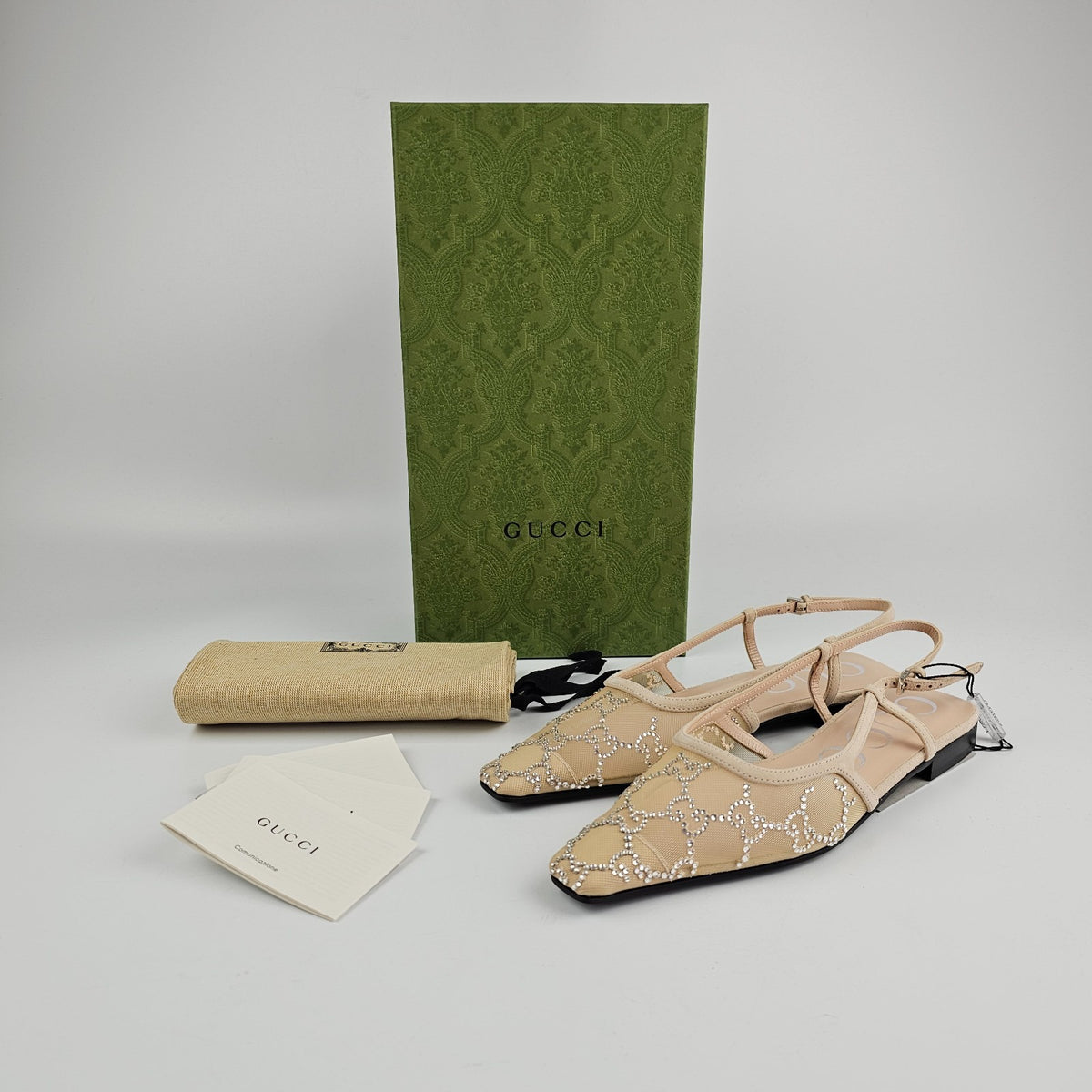 GUCCI Beige With Crystals Ballet Flats New & Authentic