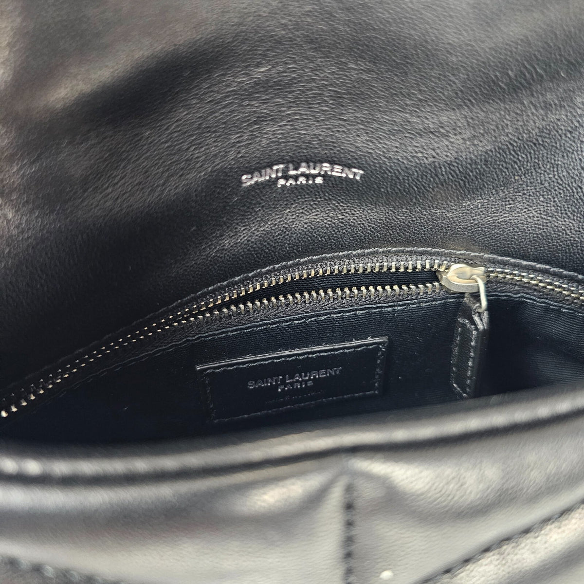 Saint Laurent Toy Puffer $2490 Black/Silver Leather Shoulder Bag New & Authentic