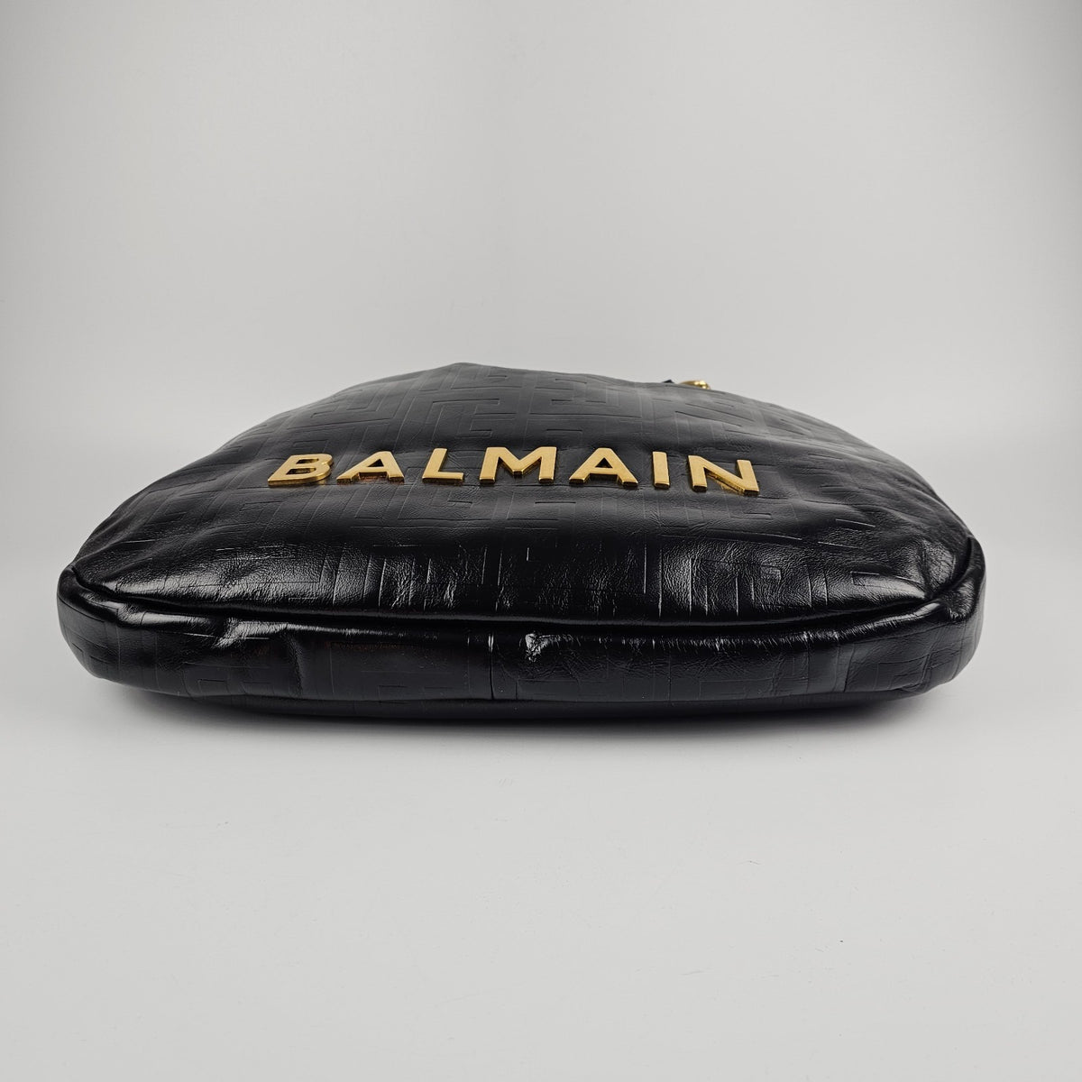 BALMAIN Small 1945 Soft Hobo Black Crinkled Leather Tote Bag New & Authentic