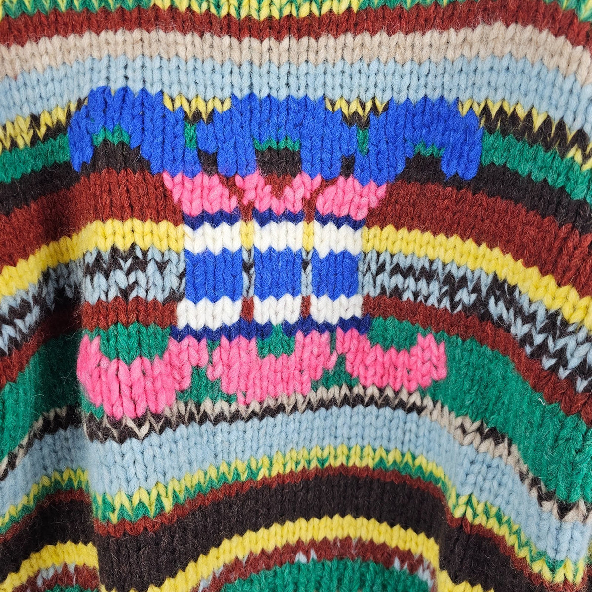 CELINE $2000 Green/Multicolor Wool Sweater New & Authentic