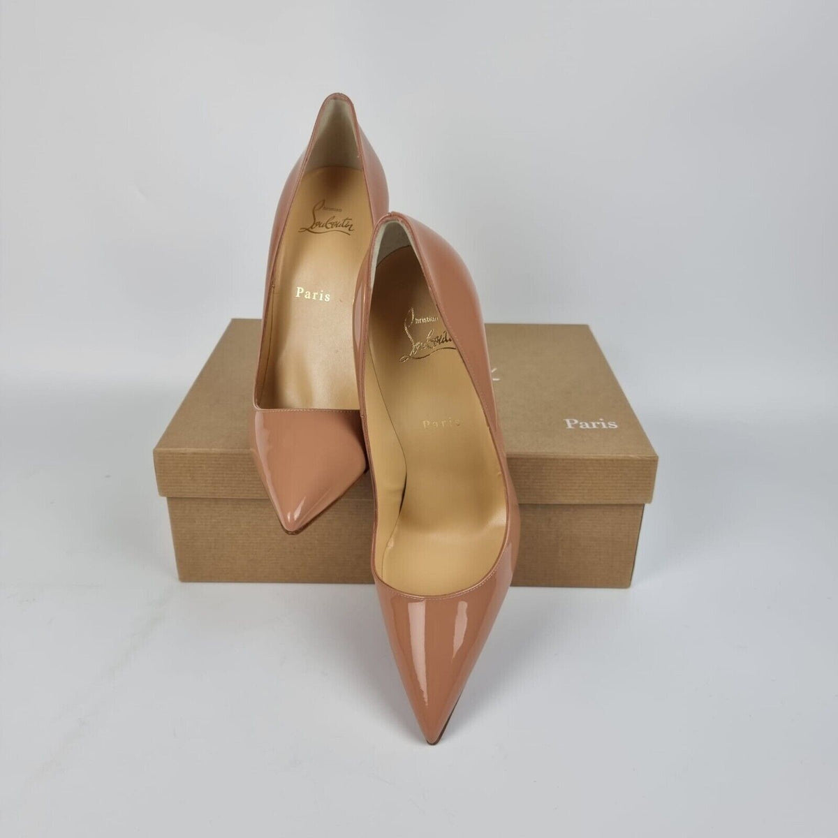 CHRISTIAN LOUBOUTIN So Kate 120MM Beige Patent Leather Pumps New Size 39 US 9