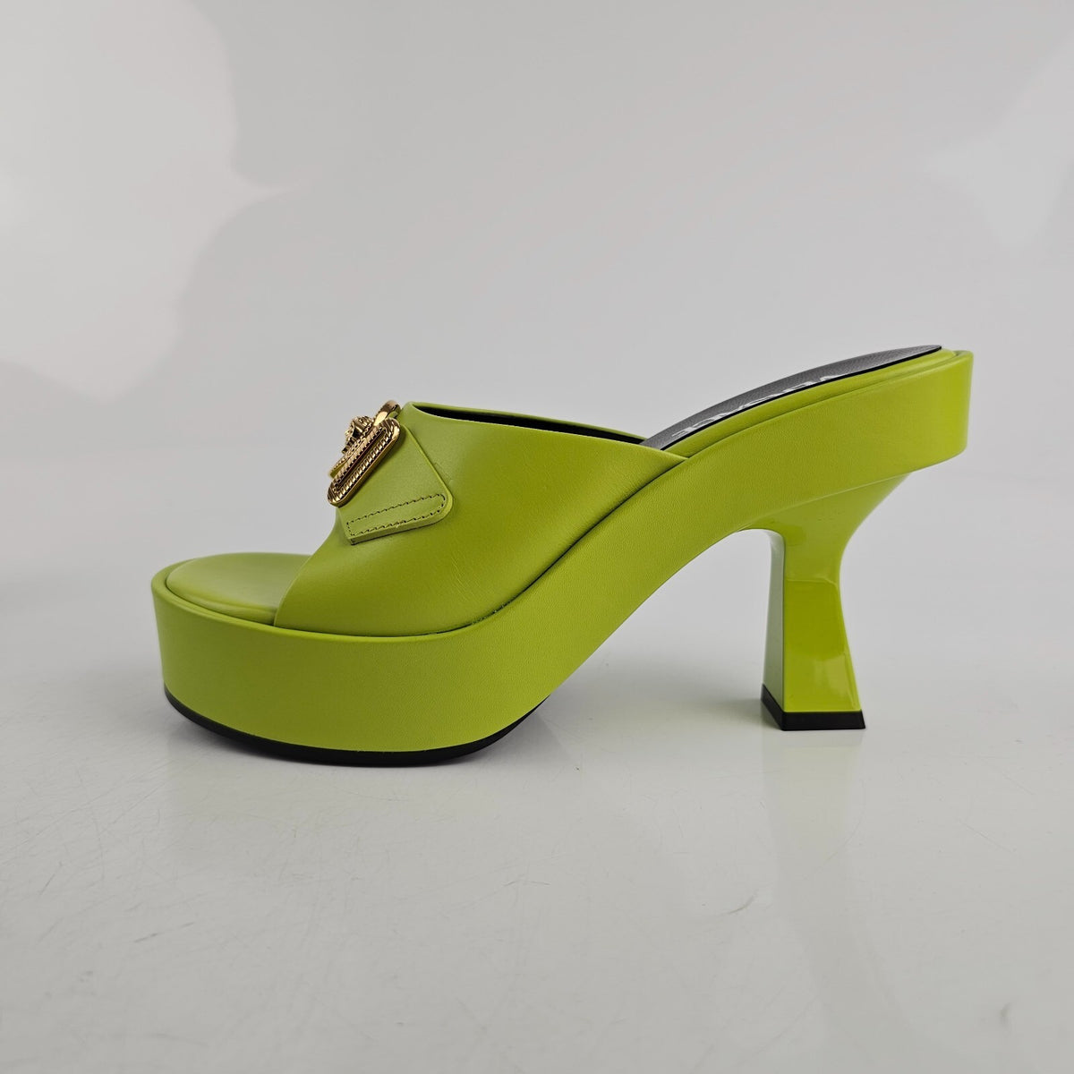 VERSACE Medusa 100mm Green Mules New Size 37.5 US 7.5