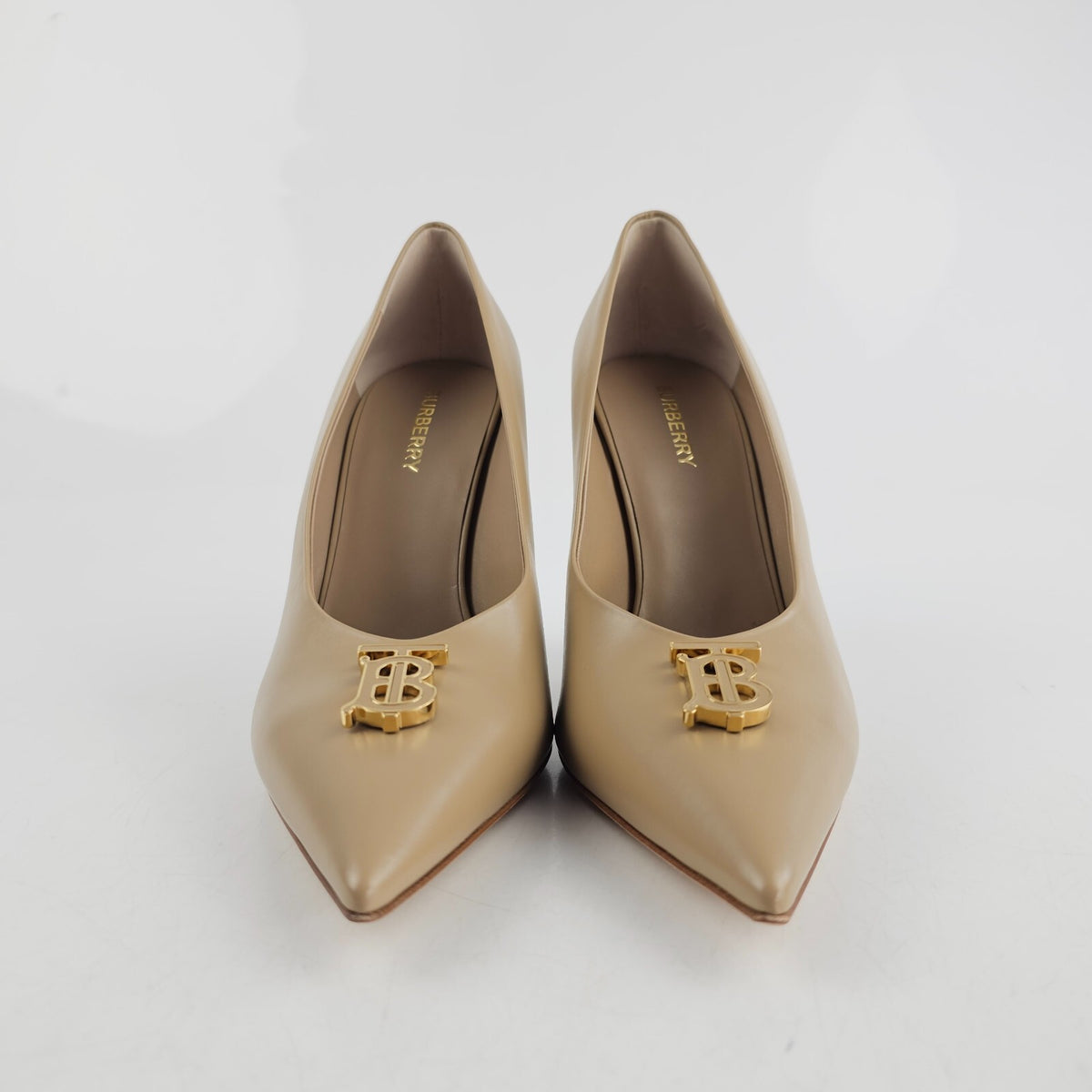 BURBERRY Ezra 100mm Nude Leather Pumps Size 40 US 10