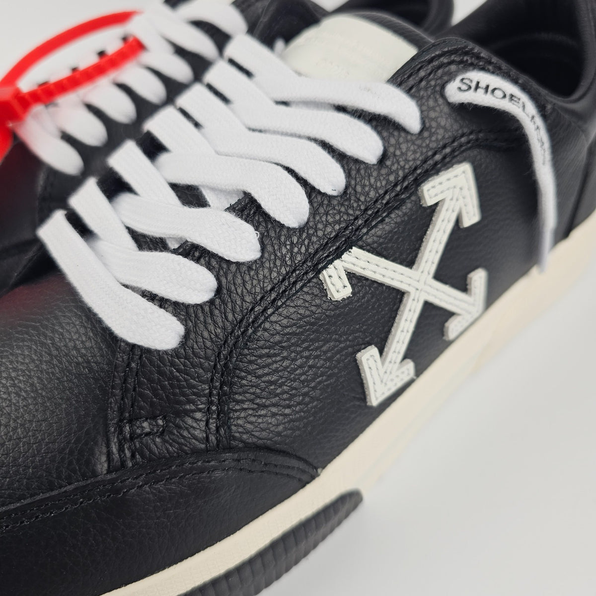 OFF-WHITE Vulcanized Black Leather Low Top Sneakers New & Authentic