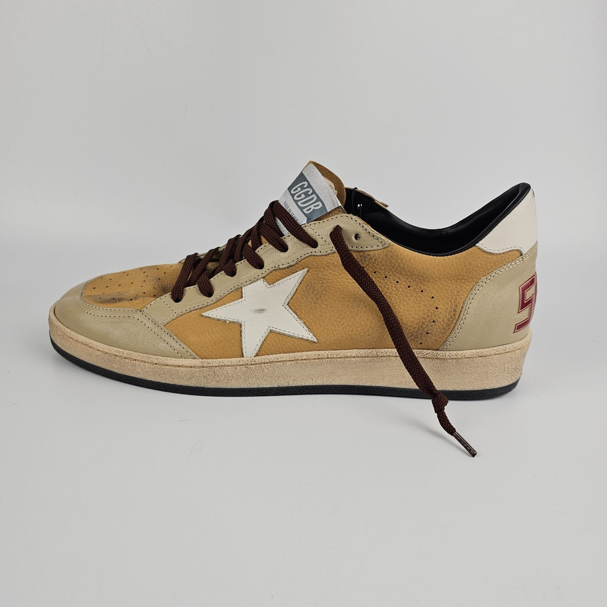 GOLDEN GOOSE Ball Star Beige/Brown Sneakers New & Authentic