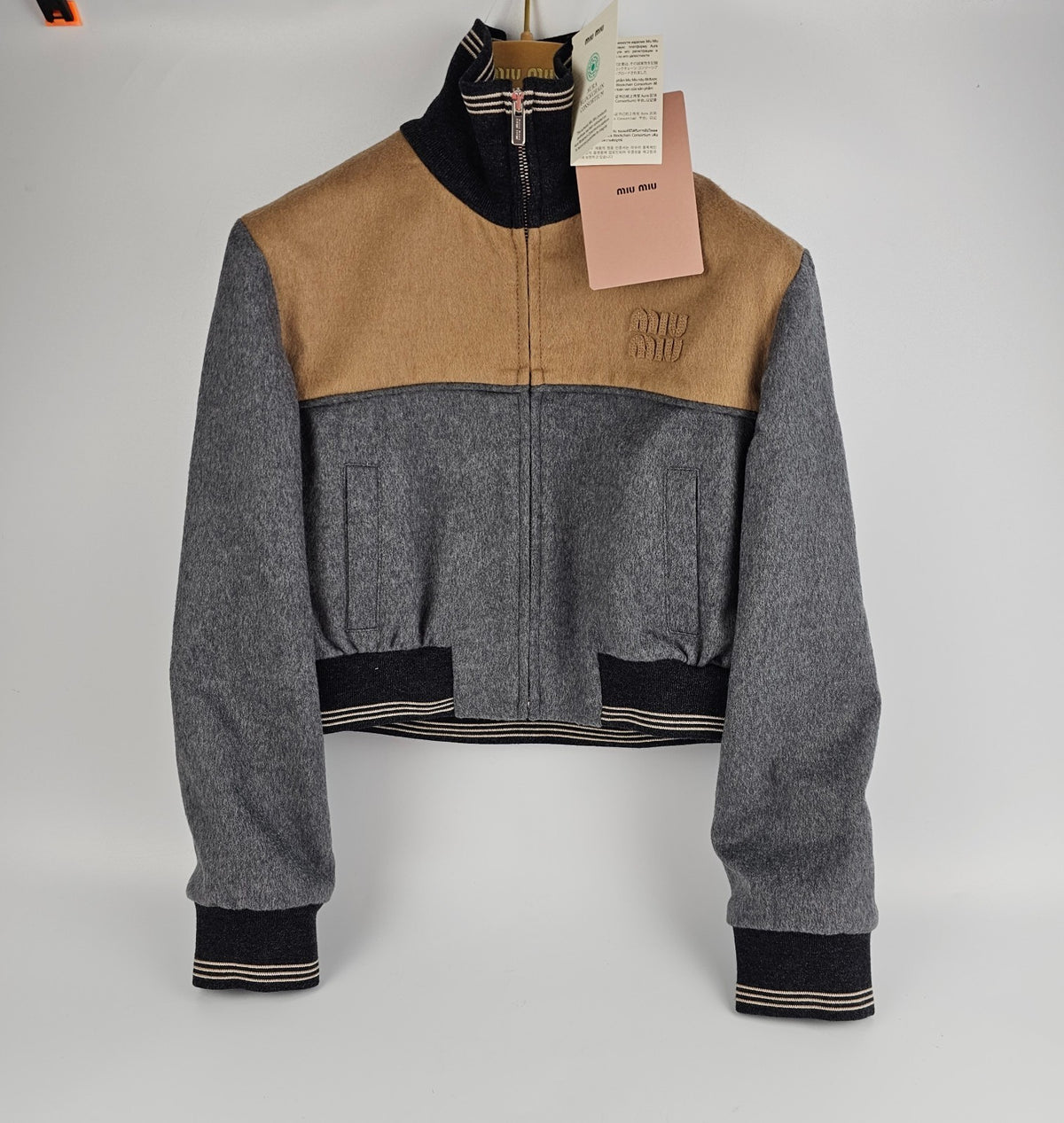 MIU MIU Gray Wool Bomber Jacket New & Authentic