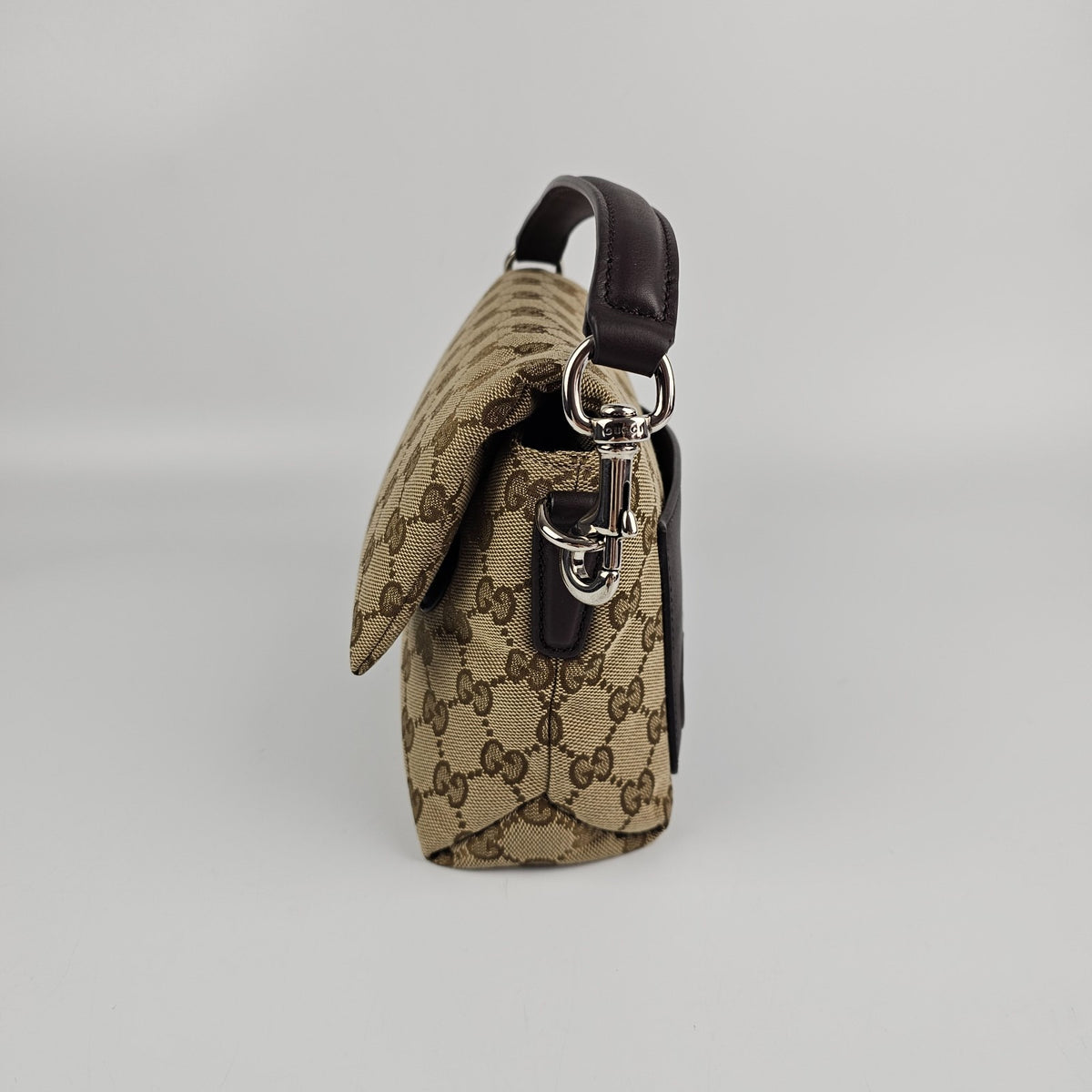 GUCCI $2250 Beige/Dark Brown GG Canvas Small Crossbody Bag New & Authentic