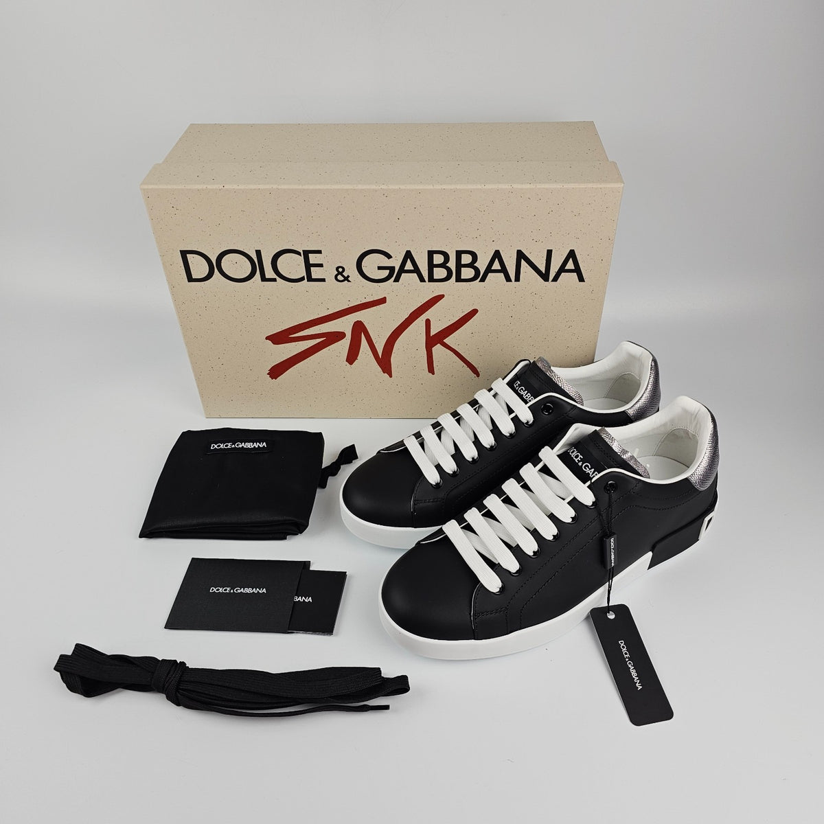 DOLCE&GABBANA Men's Portofino Black Leather New & Authentic