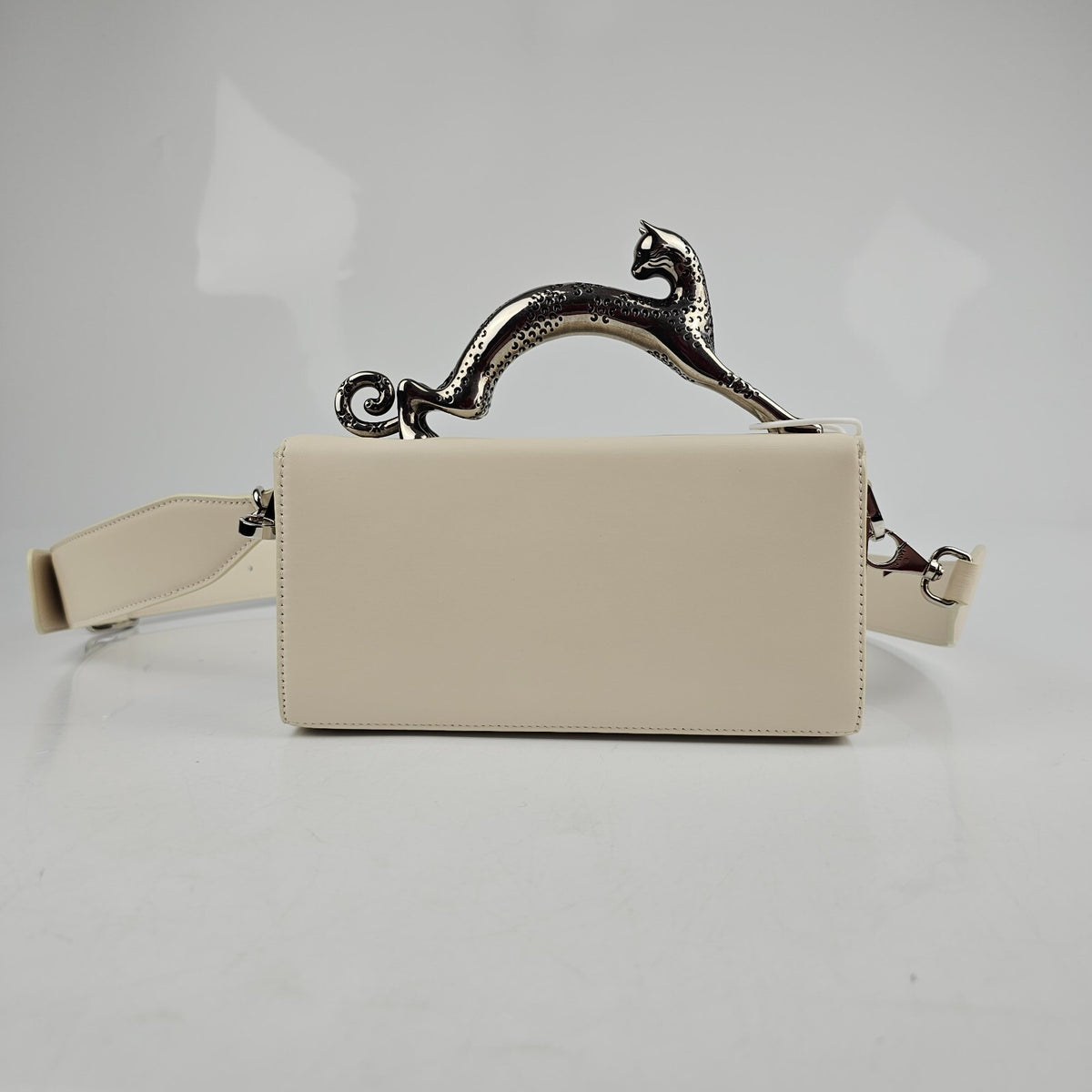 LANVIN Cat Pencil Box Nano White Top Handle Bag New