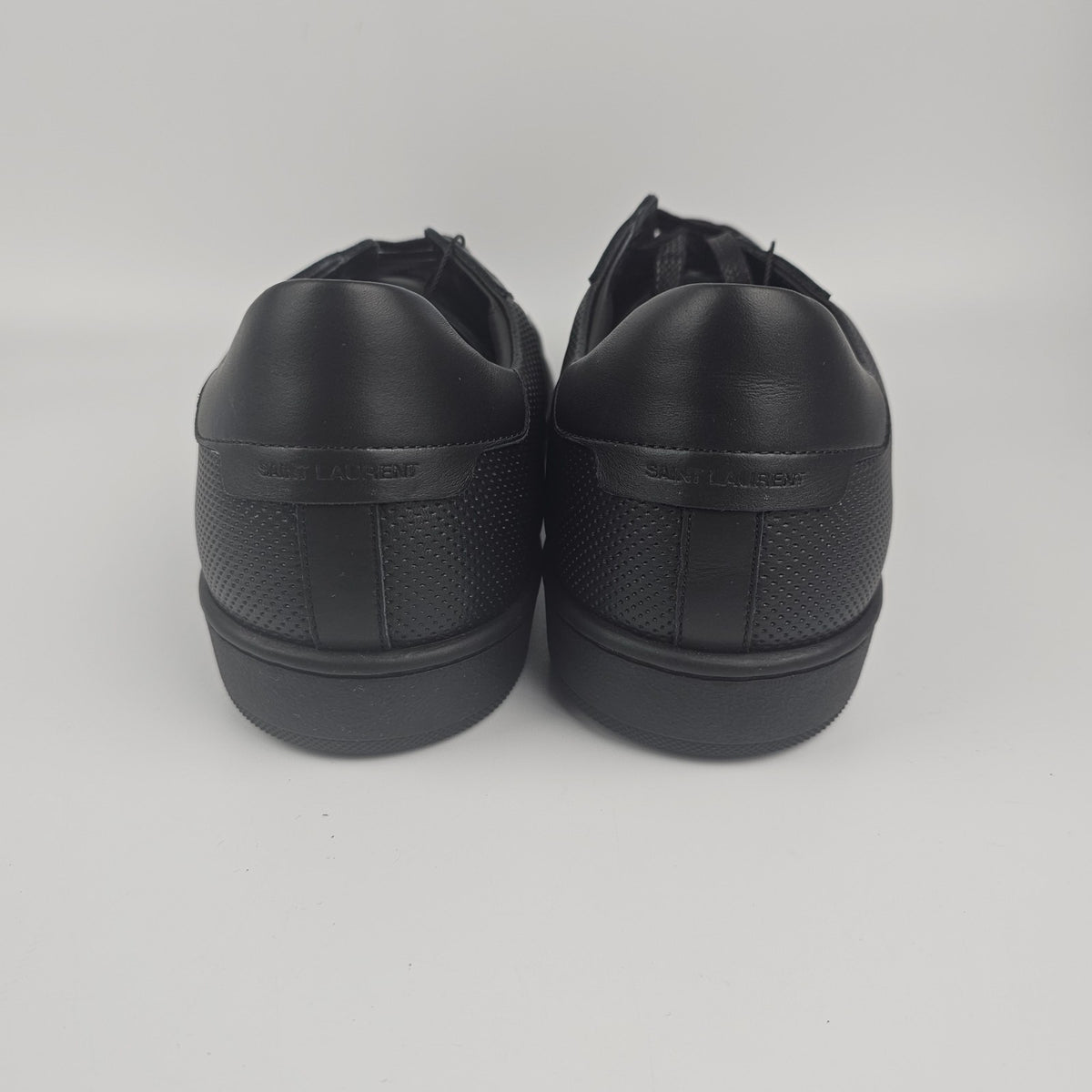 SAINT LAURENT SL/10 Black Perforated Leather And Suede Sneakers New & Authentic