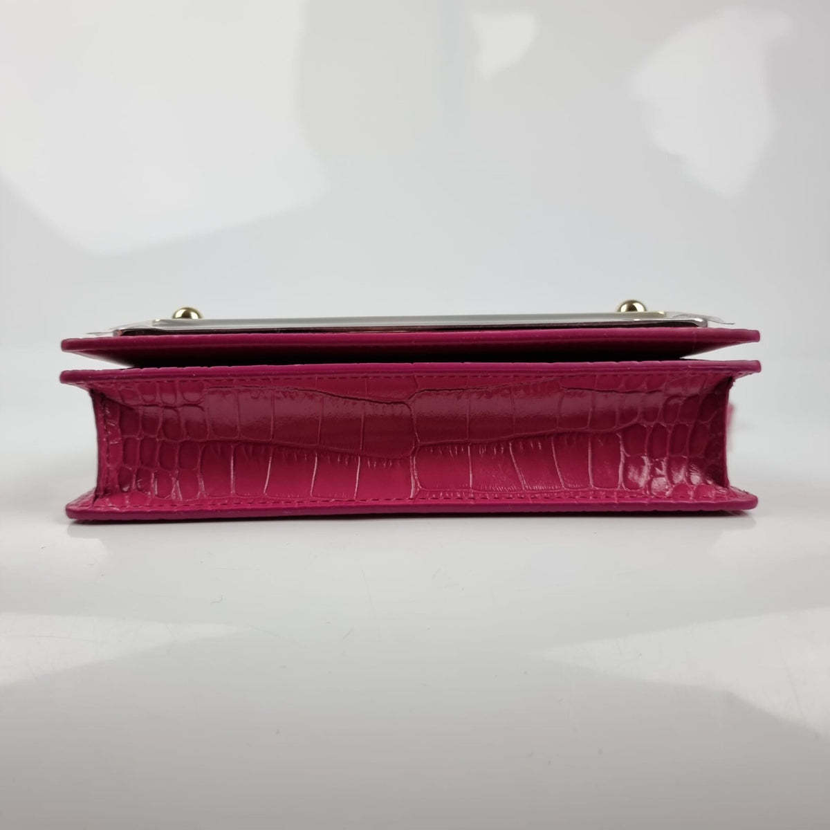 DOLCE&GABBANA Embossed Pink Leather Shoulder Bag New