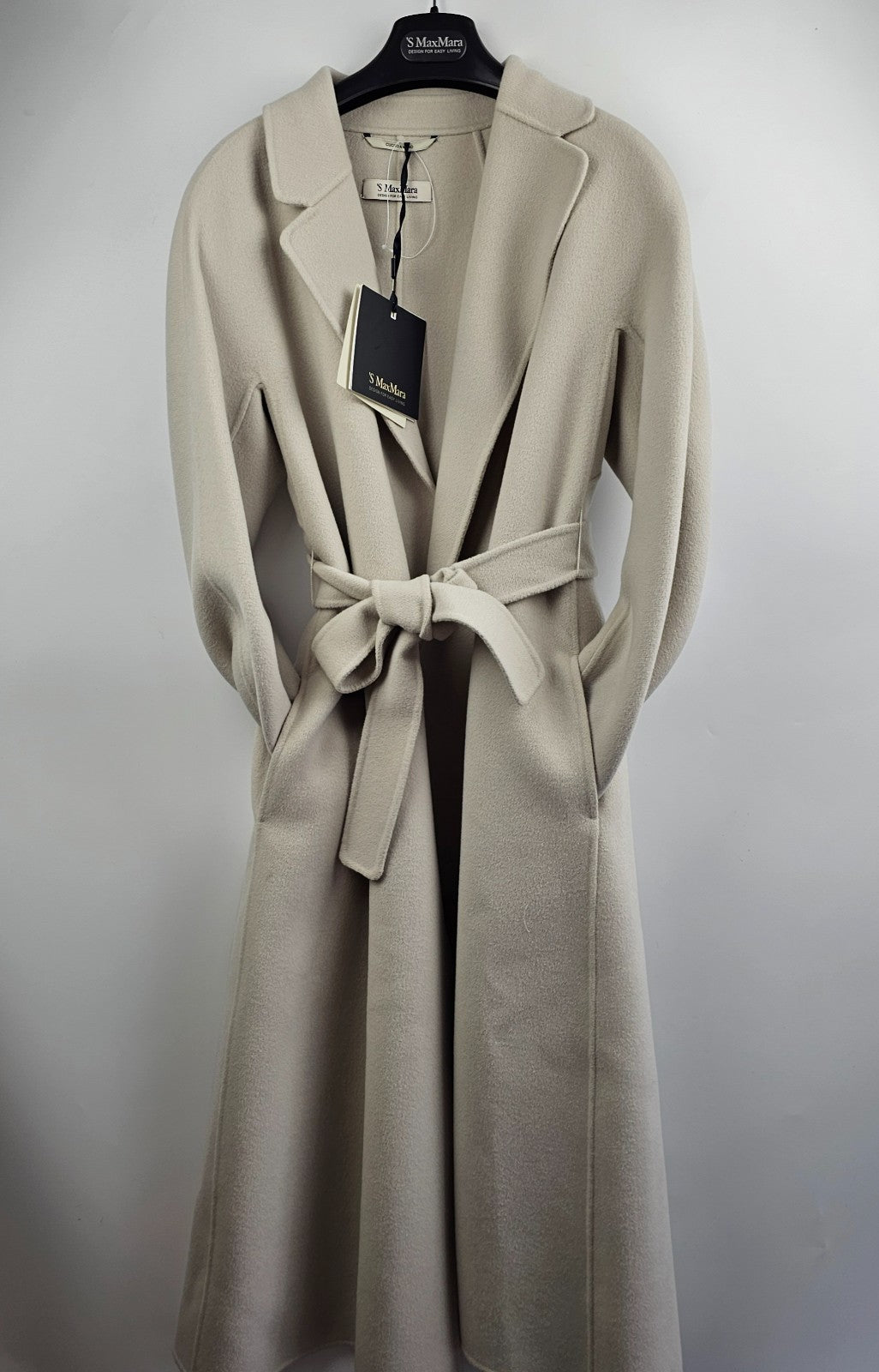 MAX MARA Esturia Belted Marble Gray Wool Long Coat New & Authentic