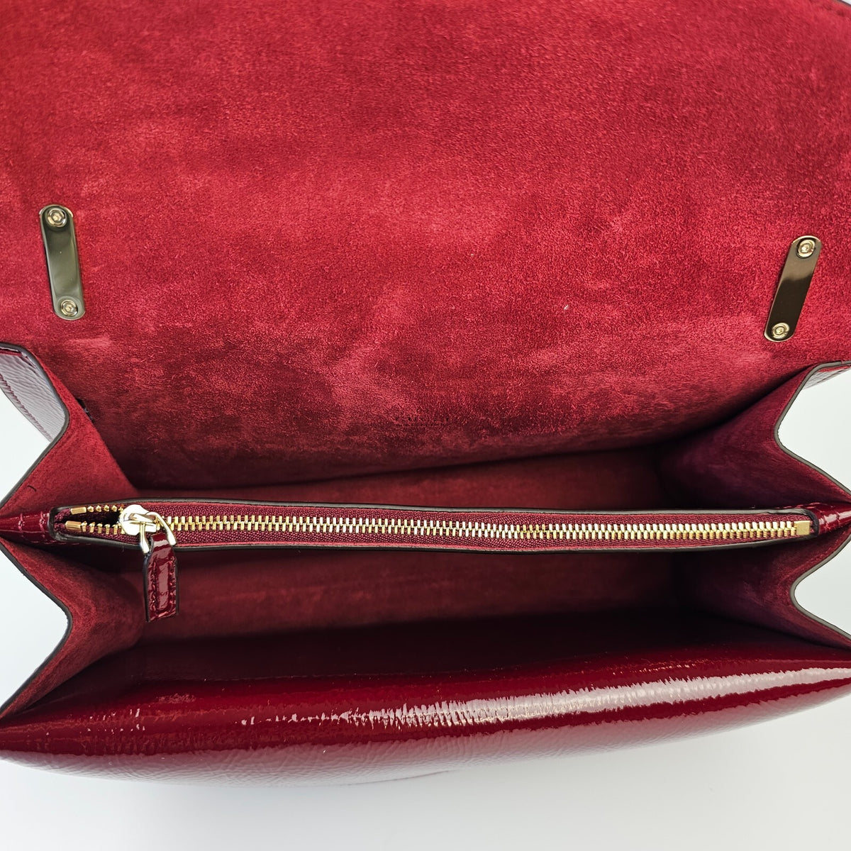 GUCCI Dionysus Medium $3650 Rosso Ancora Patent Leather Shoulder Bag New