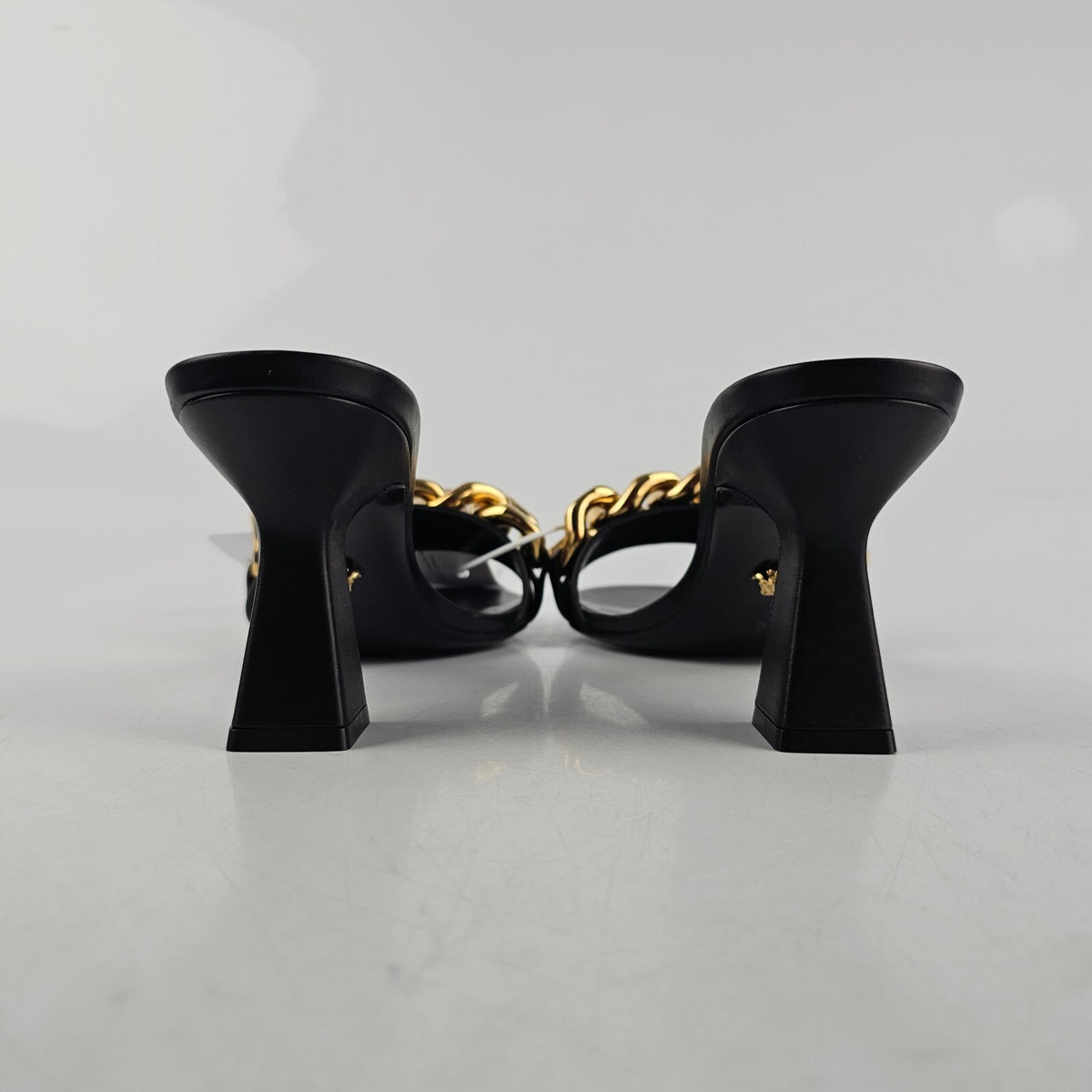 VERSACE Chain 70mm Black Mules New Size 37 US 7