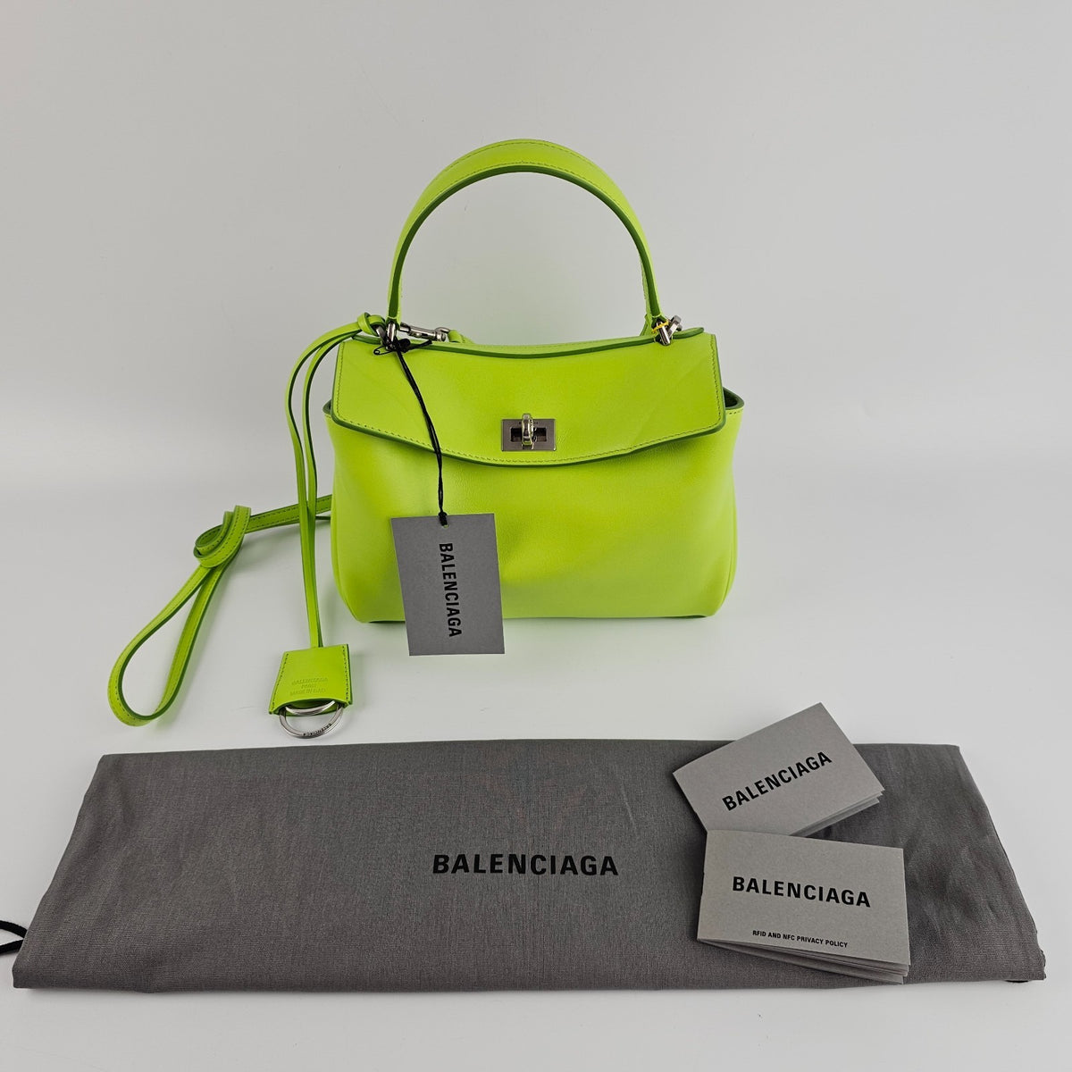BALENCIAGA Rodeo Mini $2990 Granny Green Leather Handbag New And Authentic