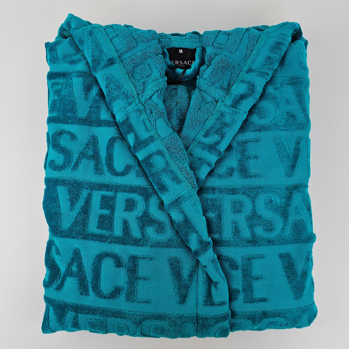 VERSACE Baroque Greca Blue Short Unisex Bathrobe New