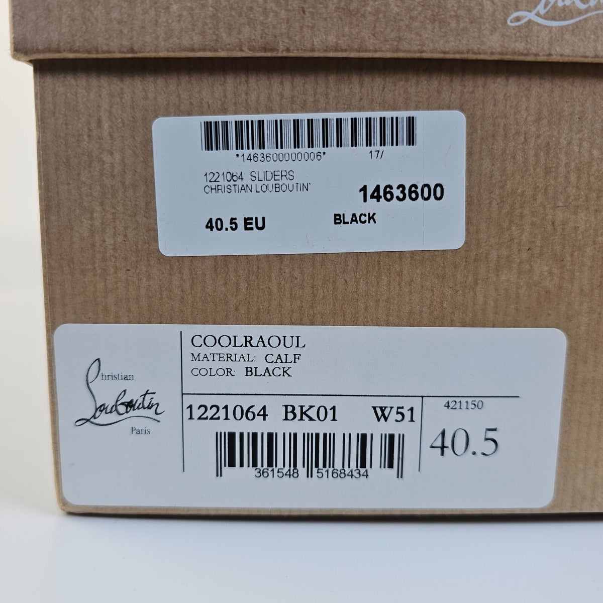 CHRISTIAN LOUBOUTIN Coolraoul Men's Black Slide Sandals New Size EU 40.5 US 7.5