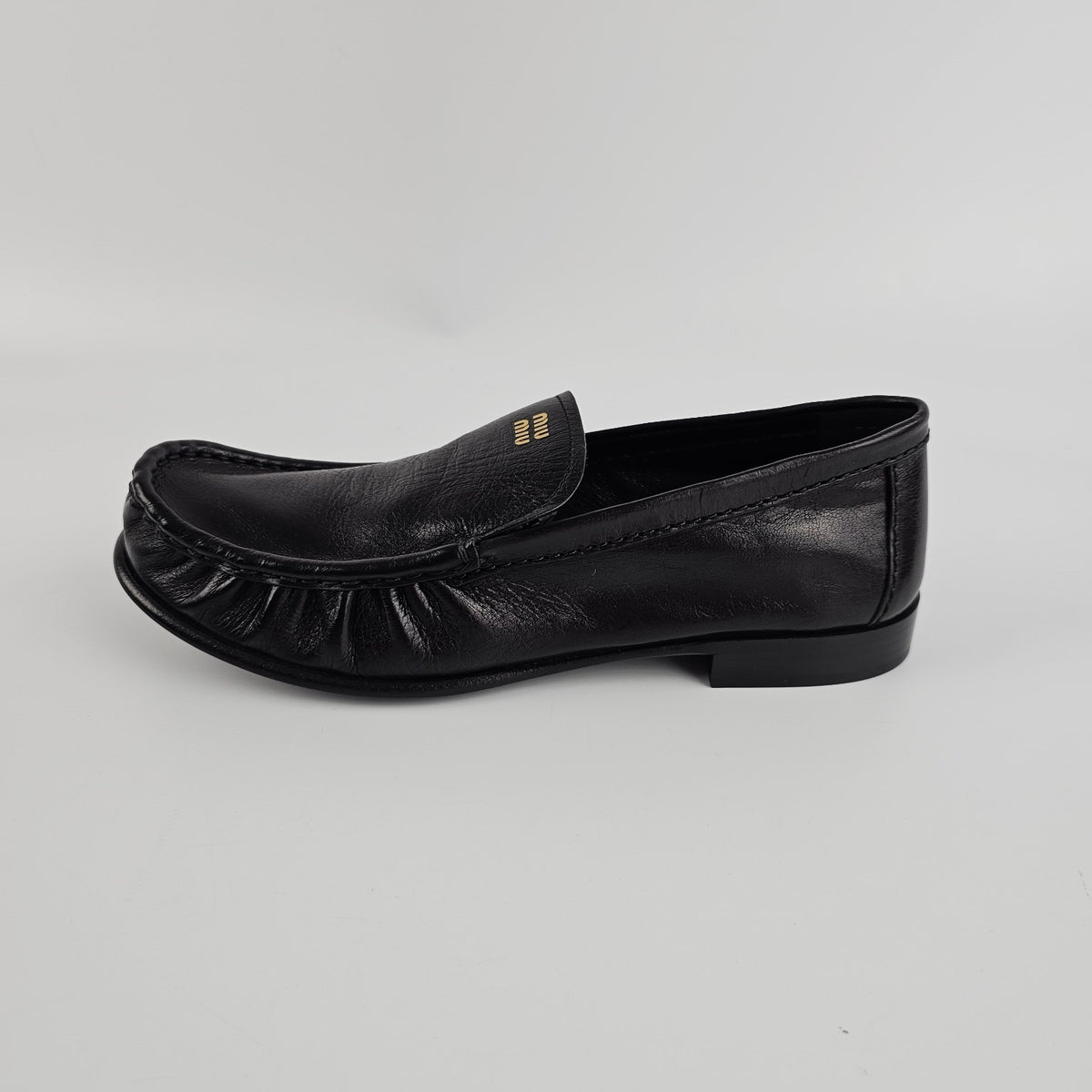 MIU MIU $1120 Black Leather Loafers New & Authentic