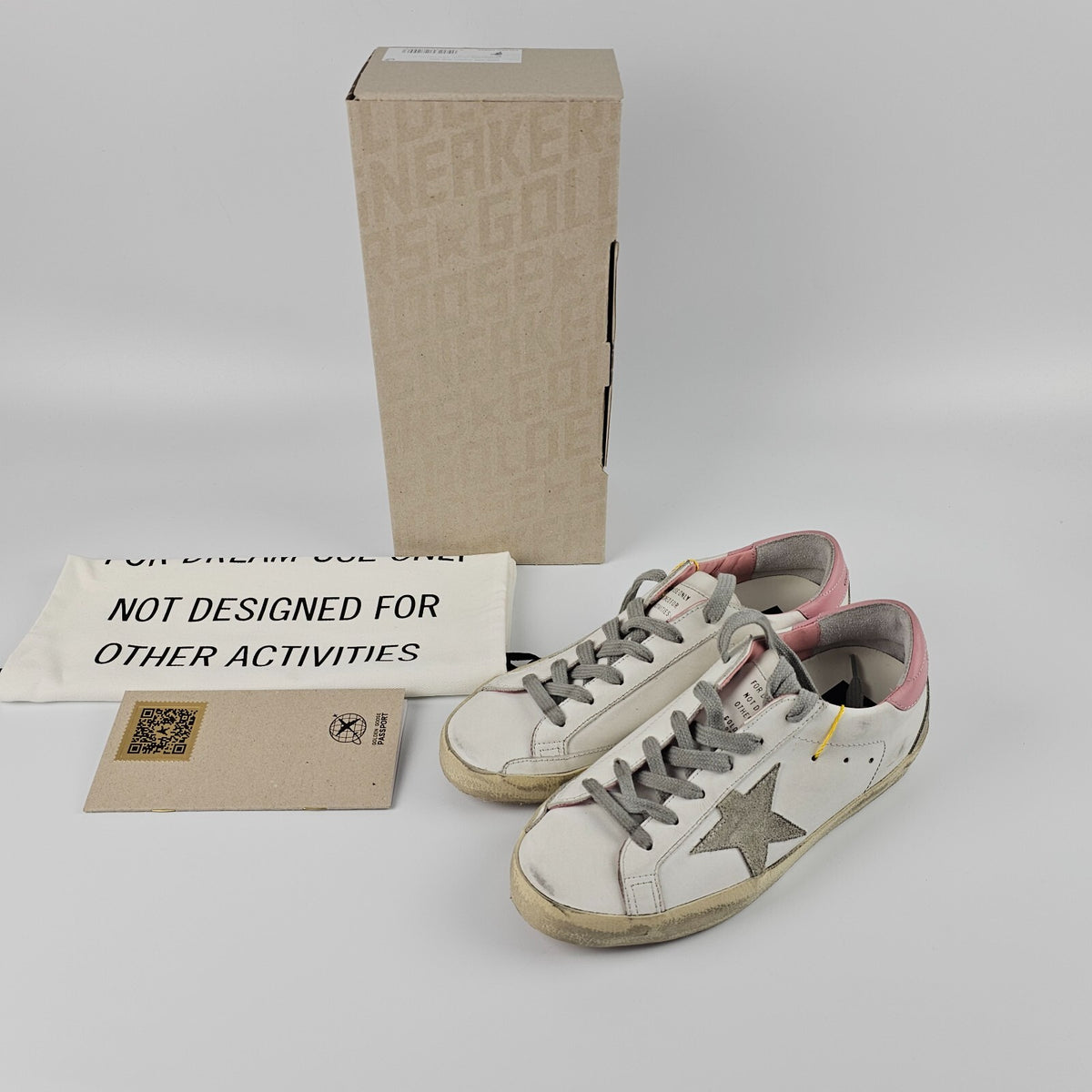 GOLDEN GOOSE Super Star Women's White/Pink Leather Sneakers New