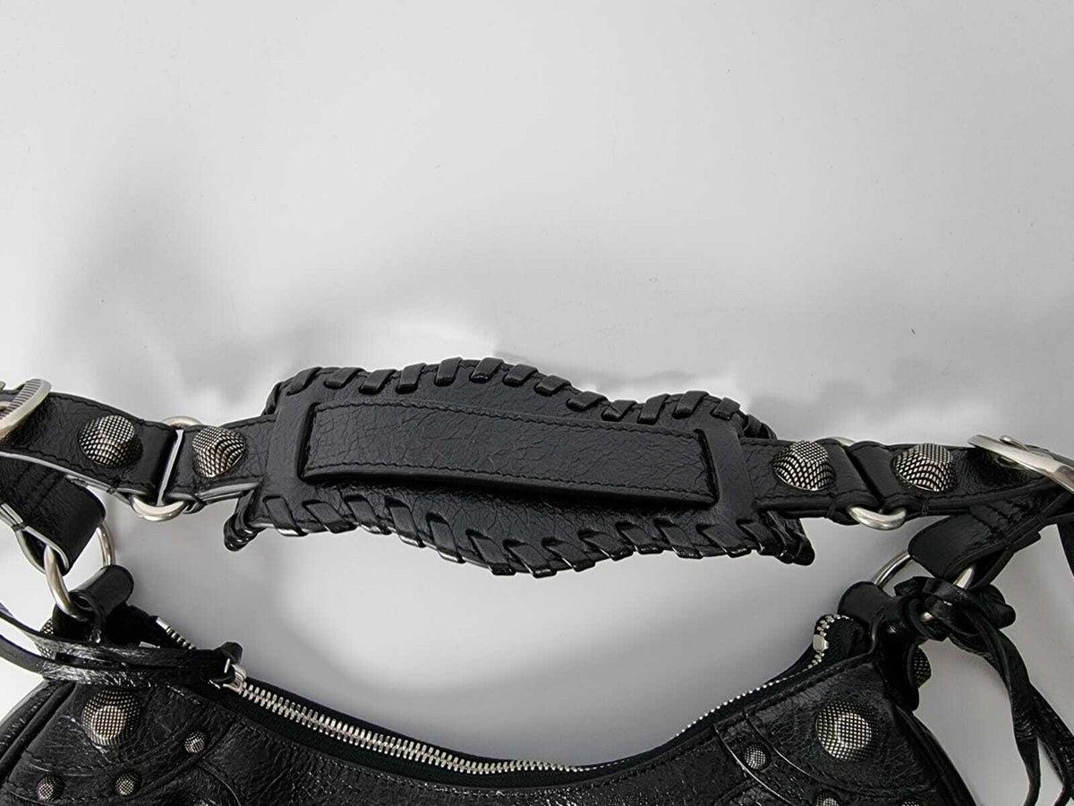 BALENCIAGA Small Le Cagole Black Leather Shoulder Bag New