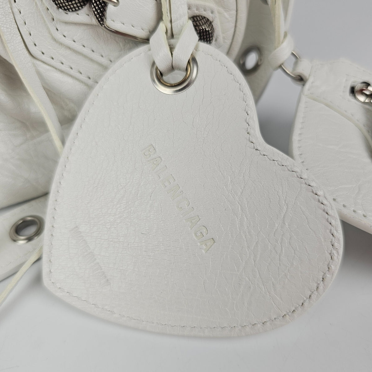 BALENCIAGA XS Le Cagole Optic White Leather Shoulder Bag New