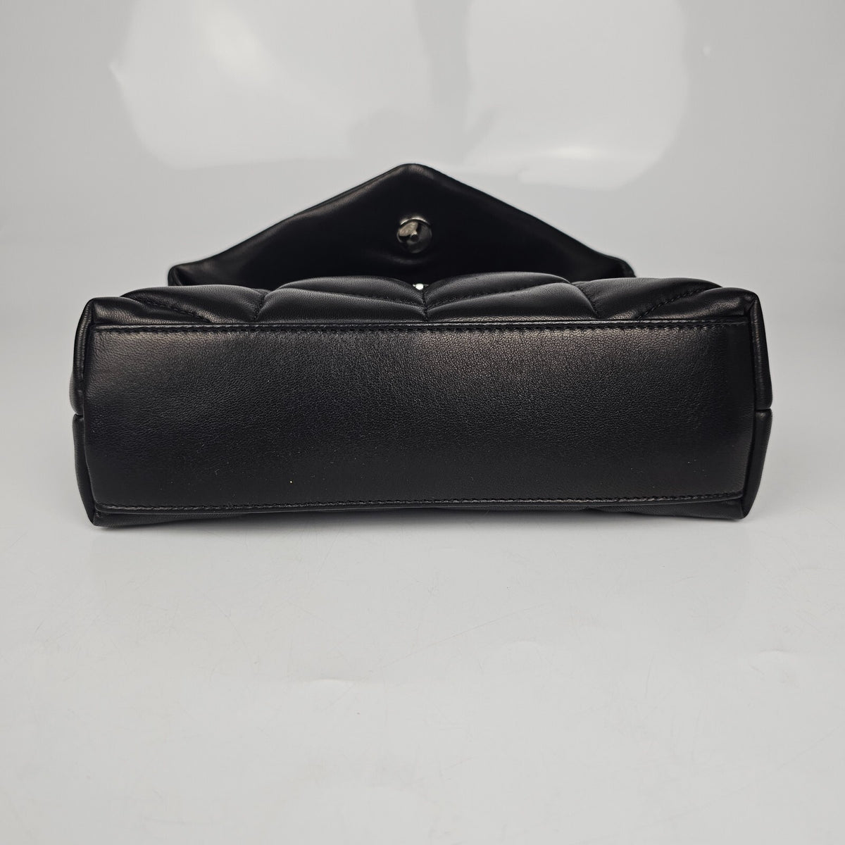 Saint Laurent Toy Puffer $2490 Black/Silver Leather Shoulder Bag New & Authentic