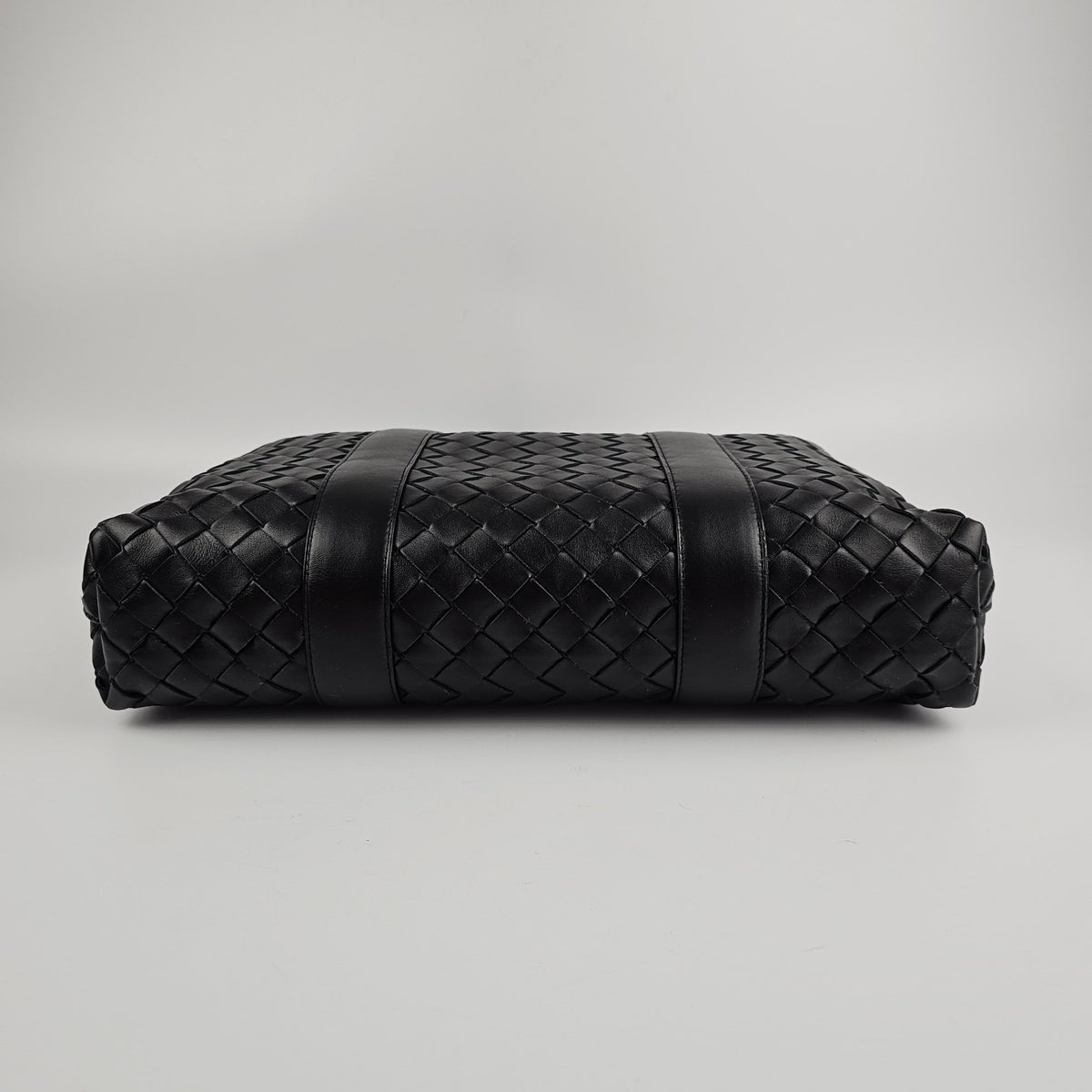 BOTTEGA VENETA $4100 Black Slim Intrecciato Leather Briefcase New & Authentic
