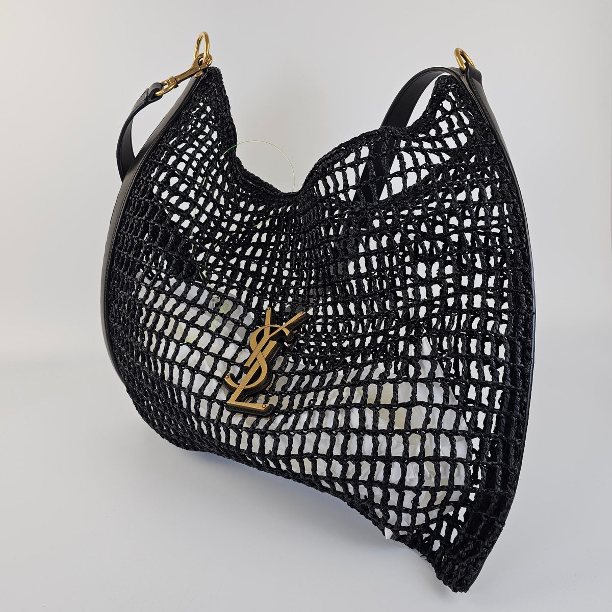 Saint Laurent Oxalis Black Raffia Shoulder Bag New