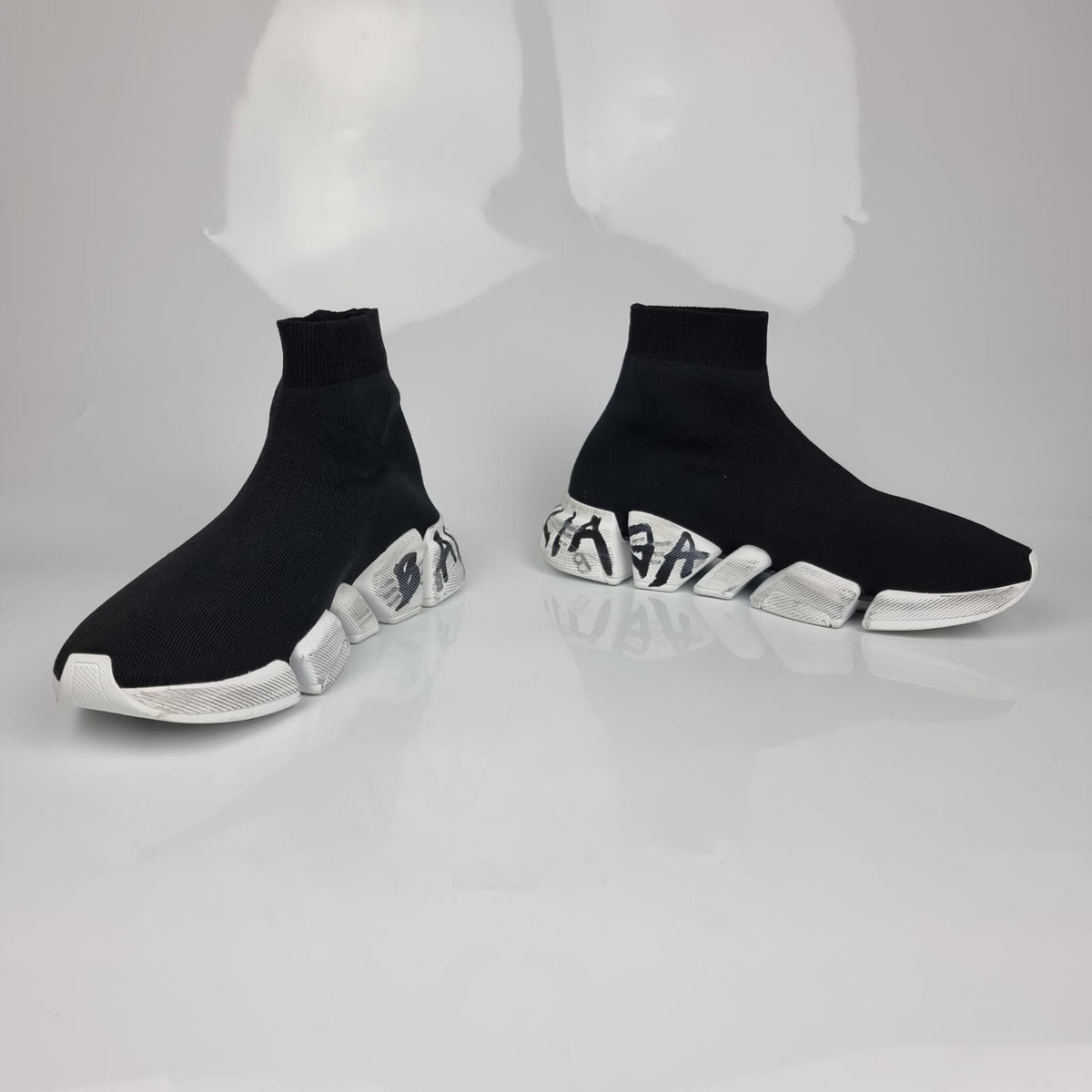 BALENCIAGA Speed 2 Men's Black And White Sneakers New