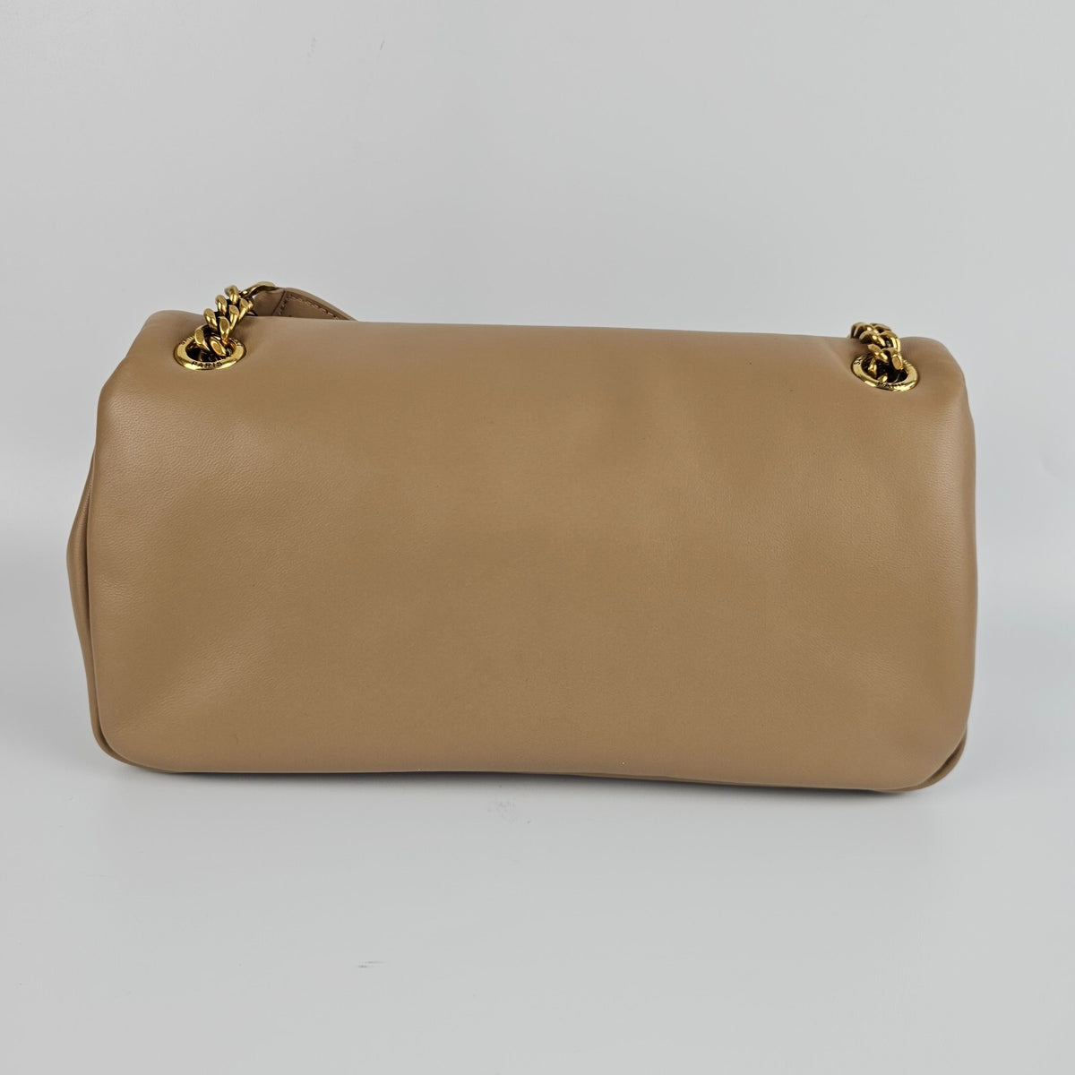 SAINT LAURENT Calypso Small Dark Toffee Plunged Leather Shoulder Bag