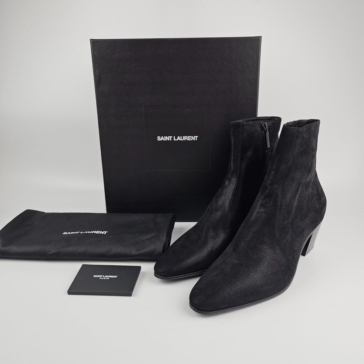 SAINT LAURENT Vassili Black Suede Boots New & Authentic