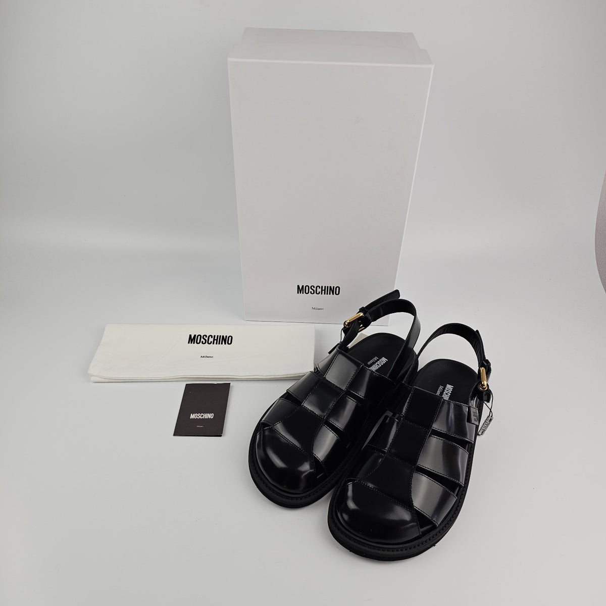 MOSCHINO Black Leather Sandals New & Authentic