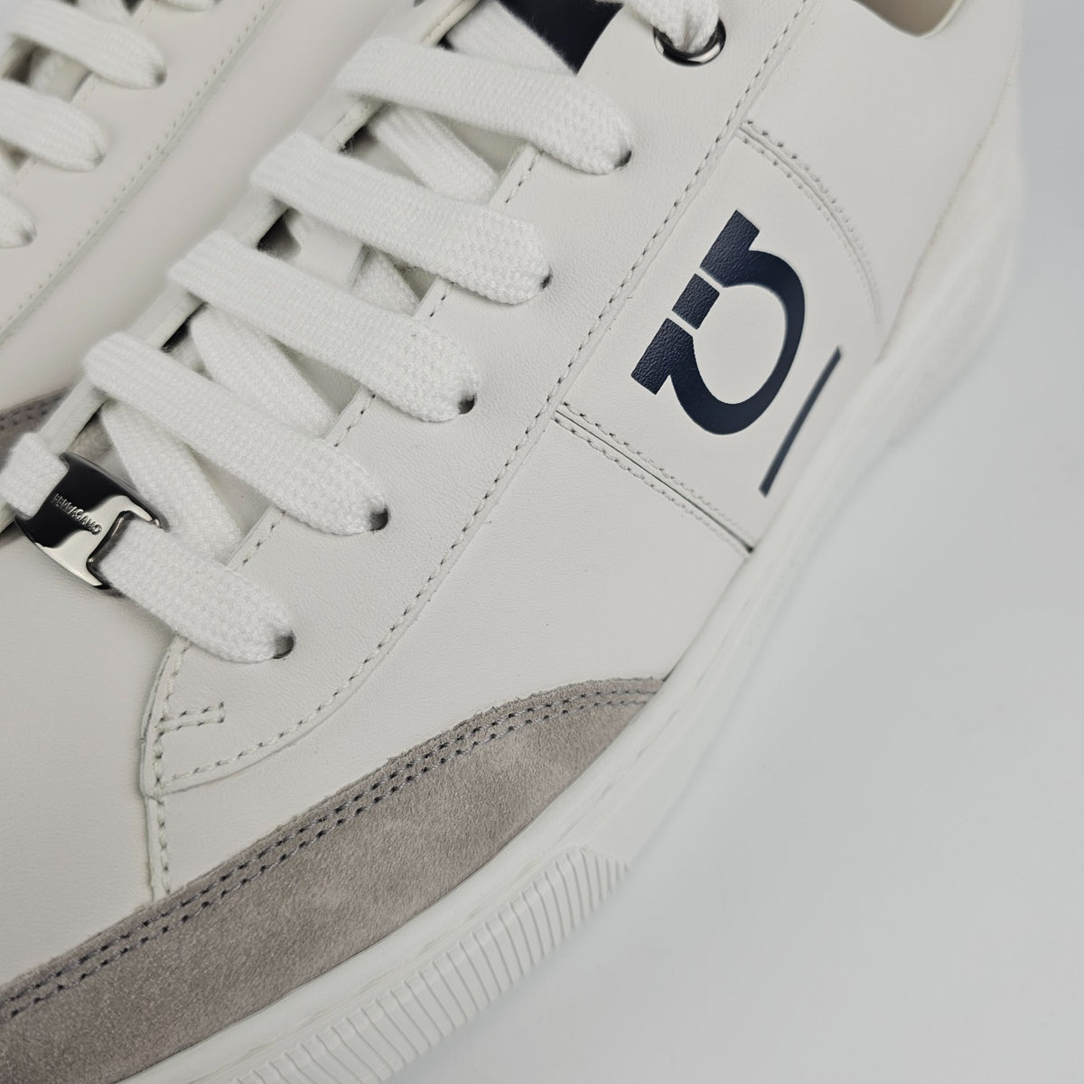 FERRAGAMO Alaska White/Black Sneakers New & Authentic