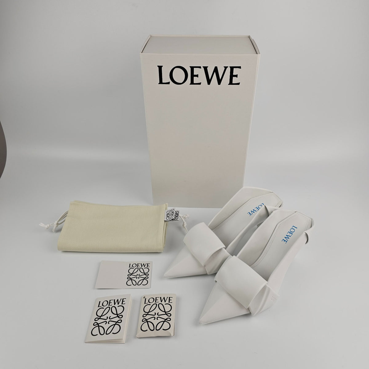 LOEWE Origami Optic White Mules New & Authentic