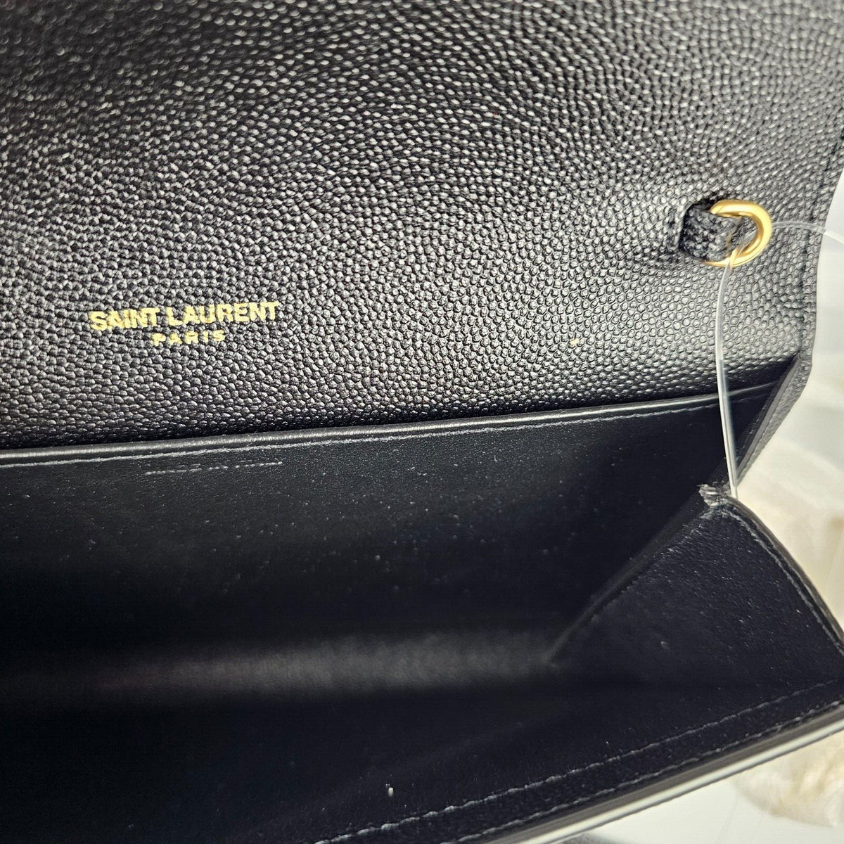 SAINT LAURENT Uptown $1550 Black Leather Chain Wallet Bag New