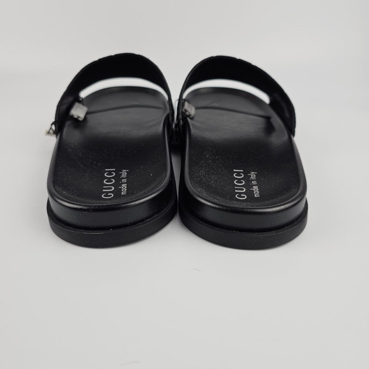 GUCCI $790 Men's Black GG Suede Slide Sandals New & Authentic