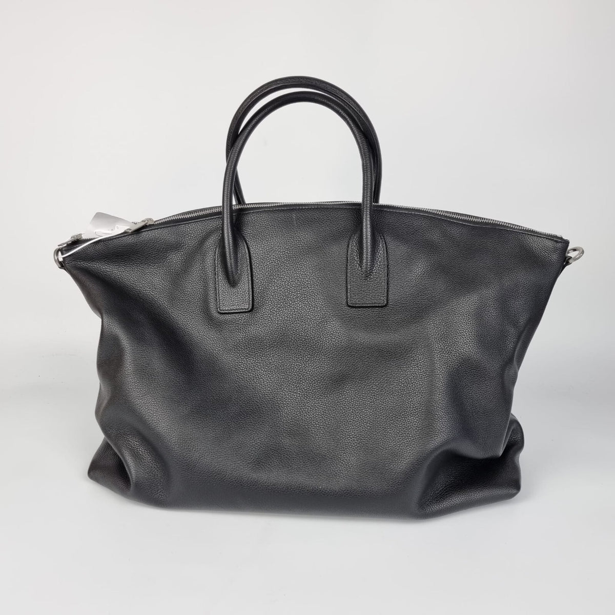 SAINT LAURENT $3050 Giant Bowling Black Leather Tote Bag New