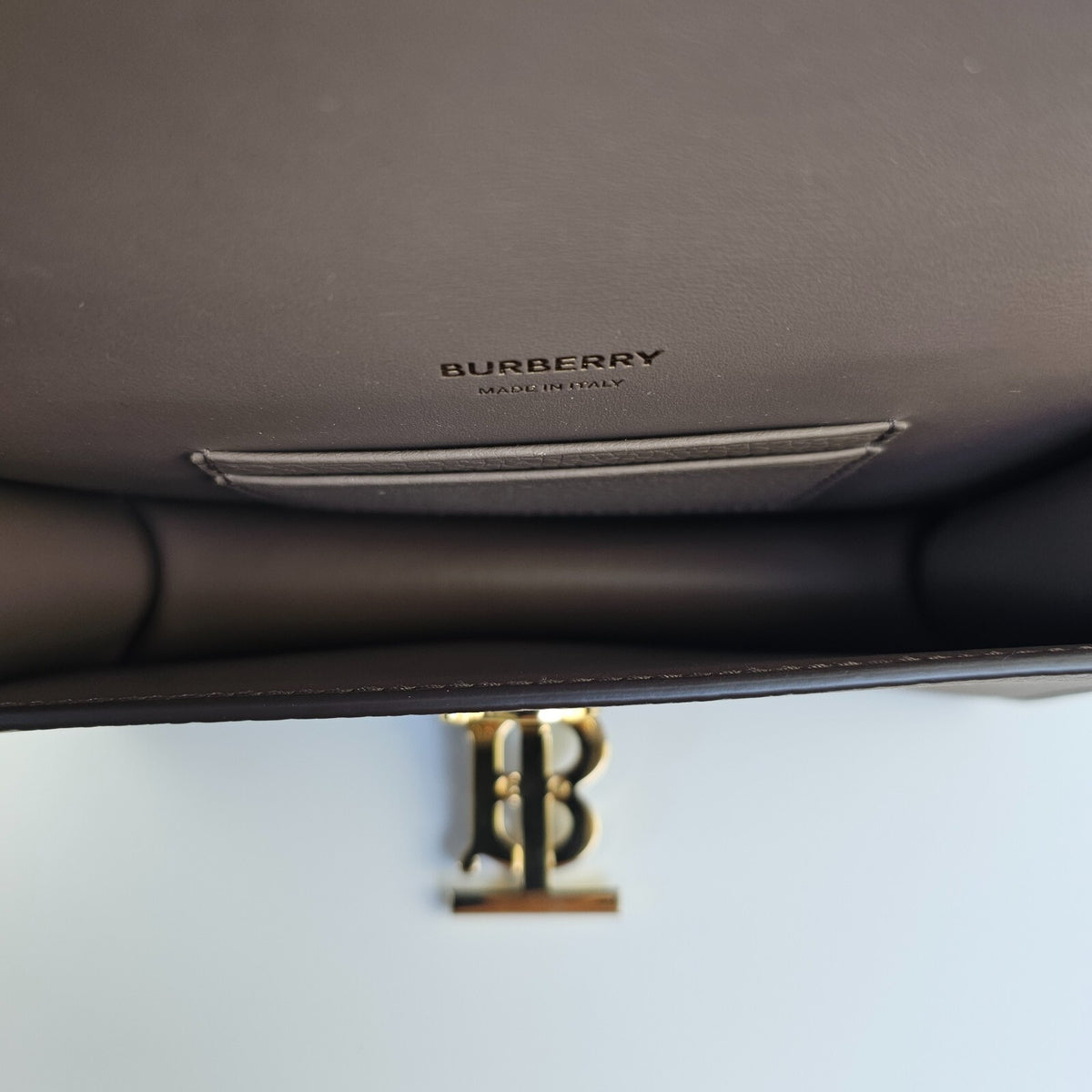 BURBERRY Mini Grainy TB Light Saddle Brown Leather Shoulder Bag New