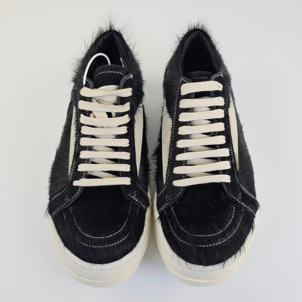 RICK OWENS Black/Milk Vintage Ponyhair Sneakers New Size 41 US 8