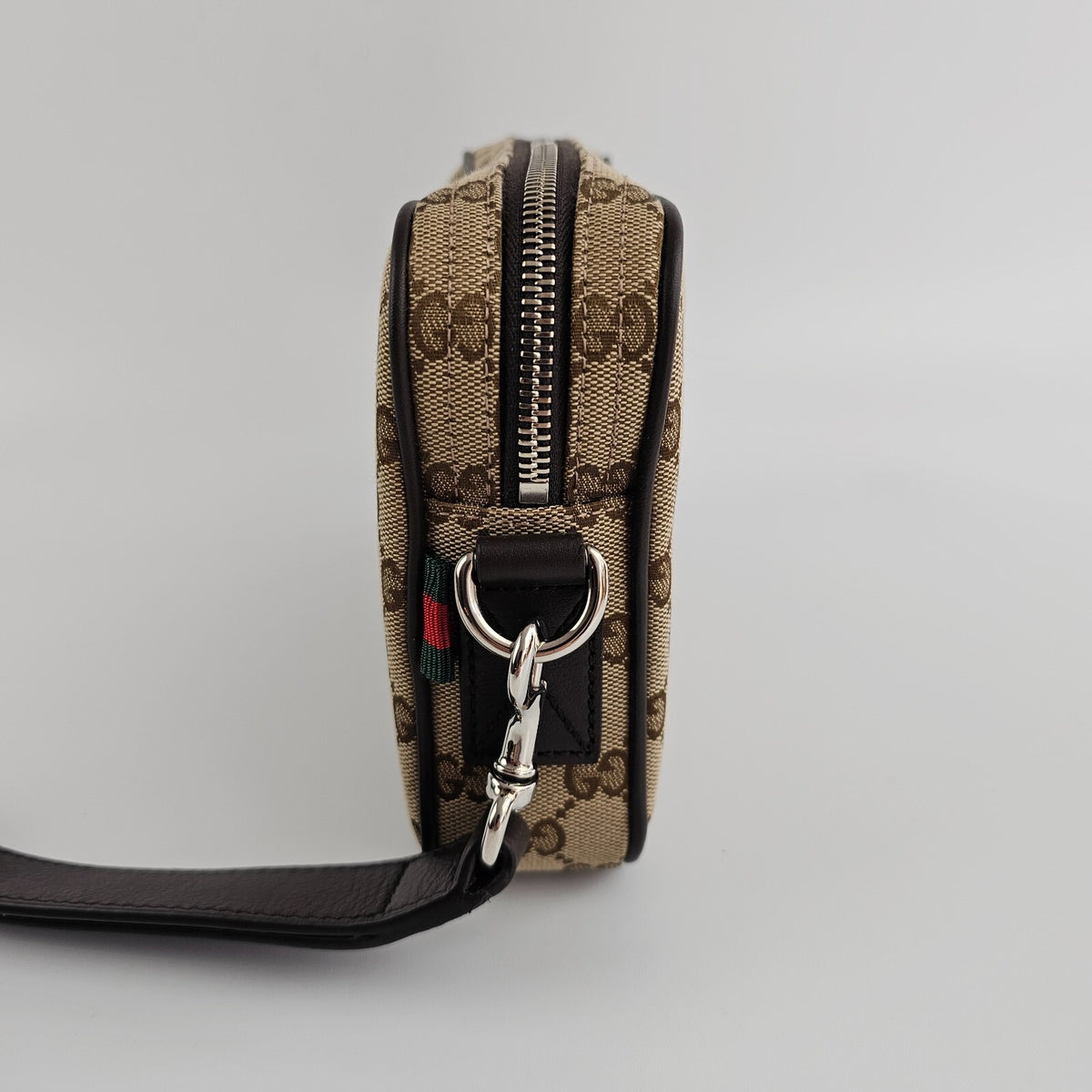 GUCCI $1890 Beige/Dark Brown GG Canvas Small Crossbody Bag New & Authentic