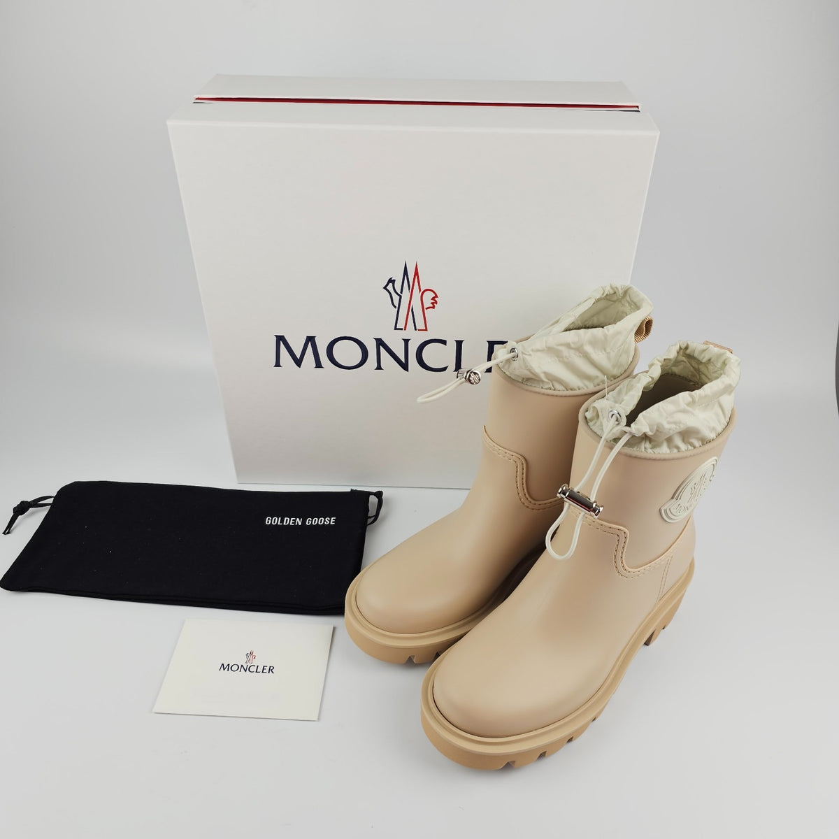MONCLER Kickstream Beige Rain Boots New