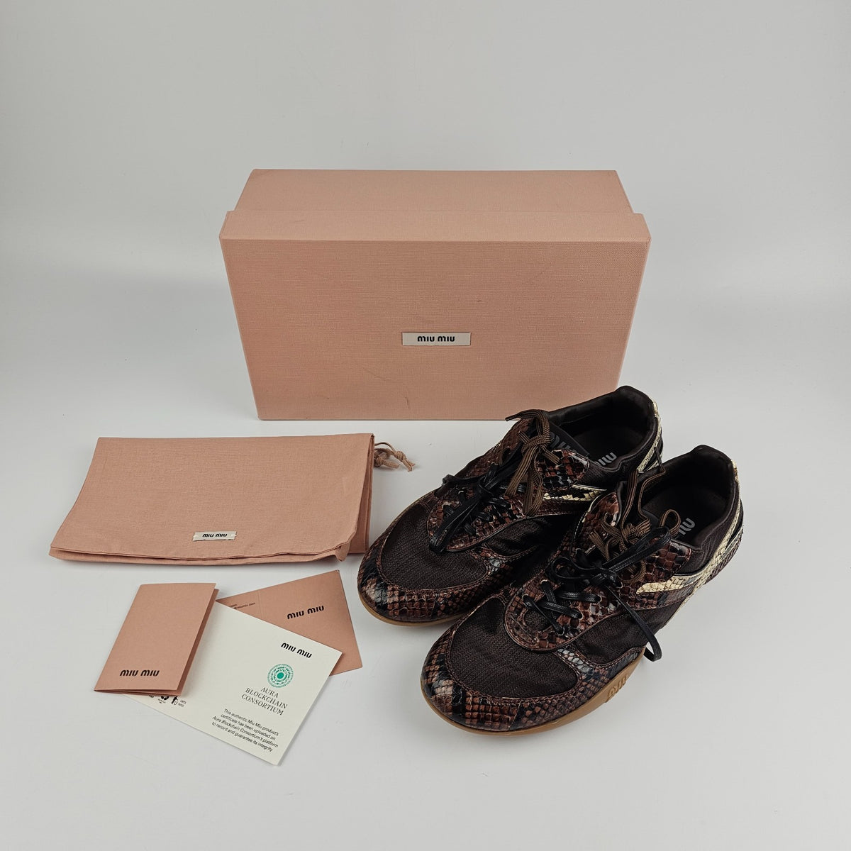 MIU MIU Gymnasium $1350 Tabacco Sneakers New & Authentic