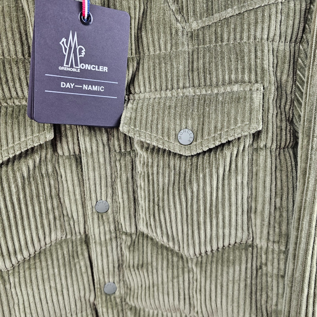 MONCLER GRENOBLE Gelt $1995 Green Corduroy Shirt Down Jacket New