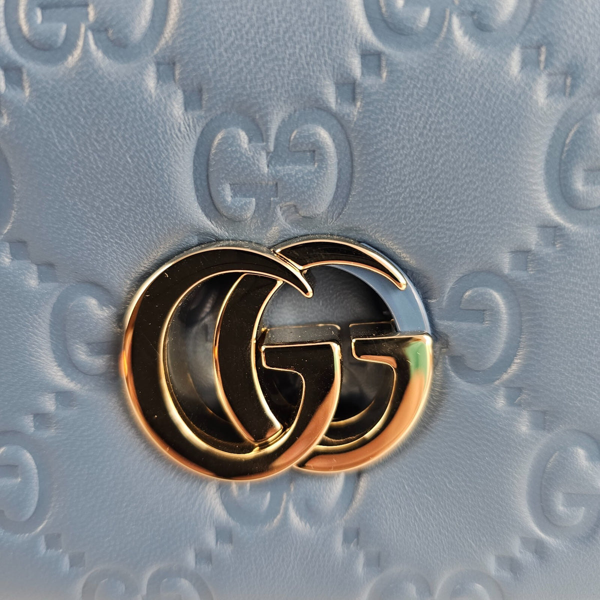 GUCCI Milano GG Small Blue GG Leather Top Handle Bag New/Authentic