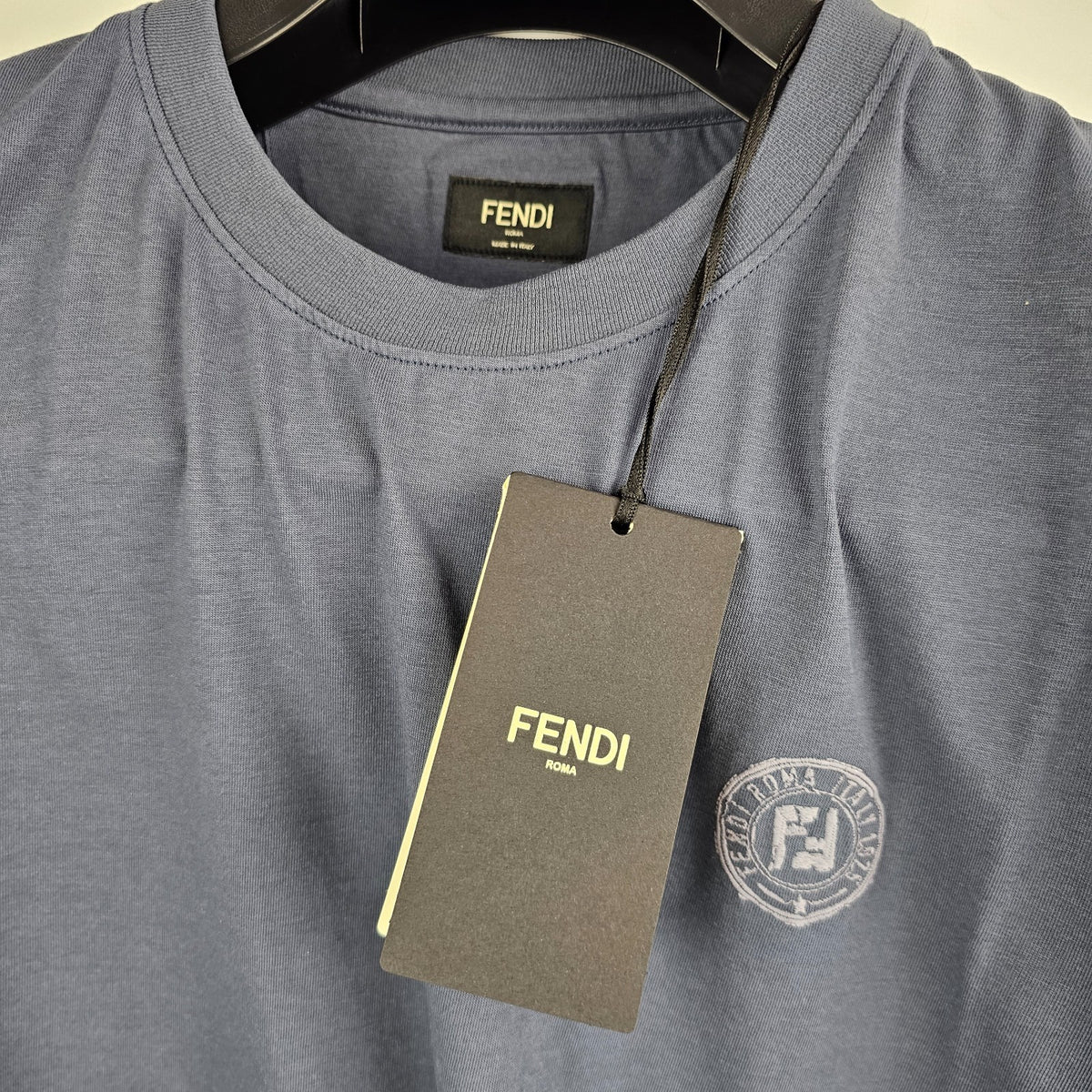 FENDI $790 Blue Cotton T-shirt New & Authentic