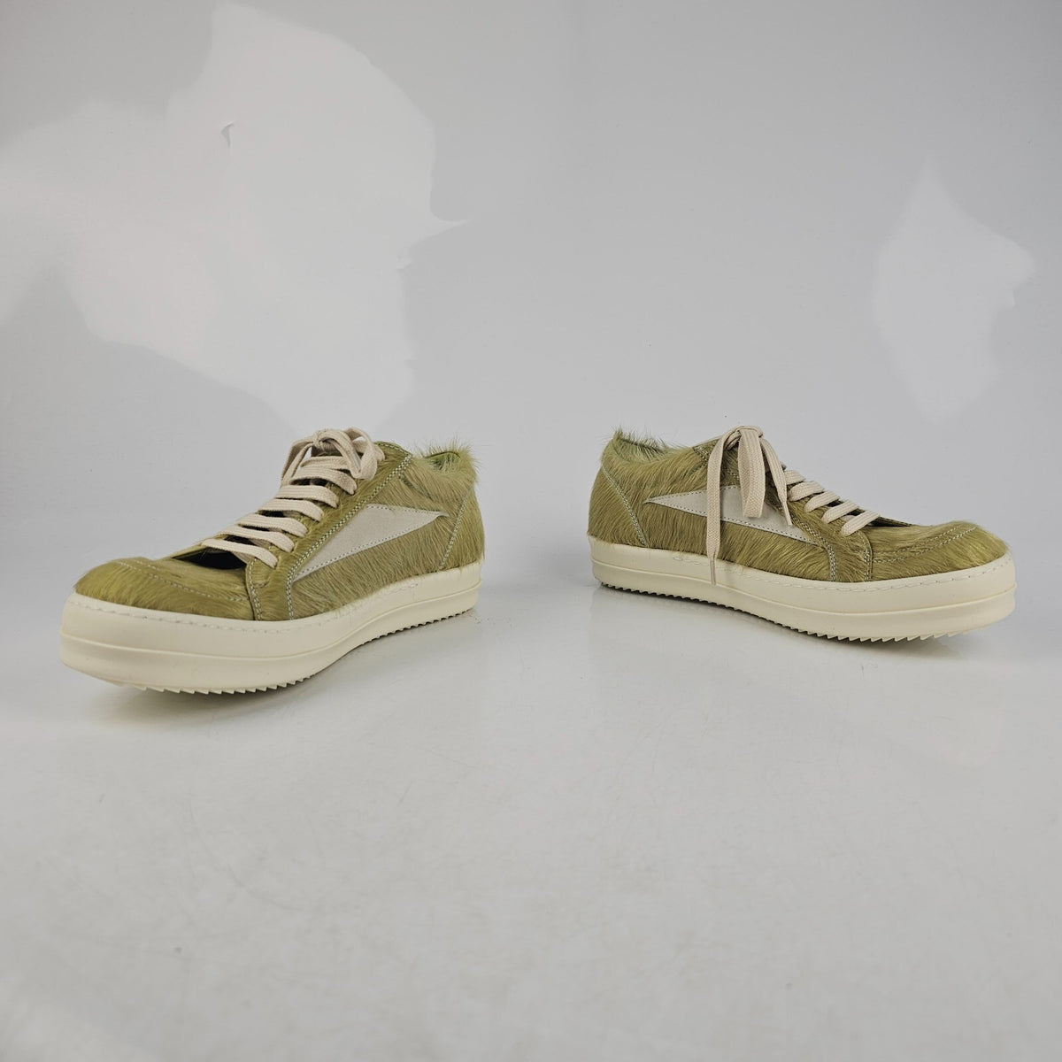 RICK OWENS Dirty Acid/Milk Vintage Leather Low Top Sneakers New Size 40.5 US 7.5